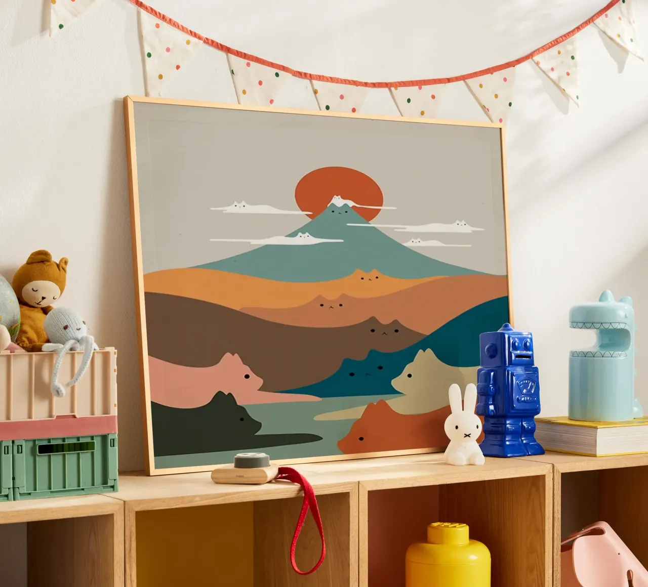 cat shape mountain poster con telaio in plastica da melts