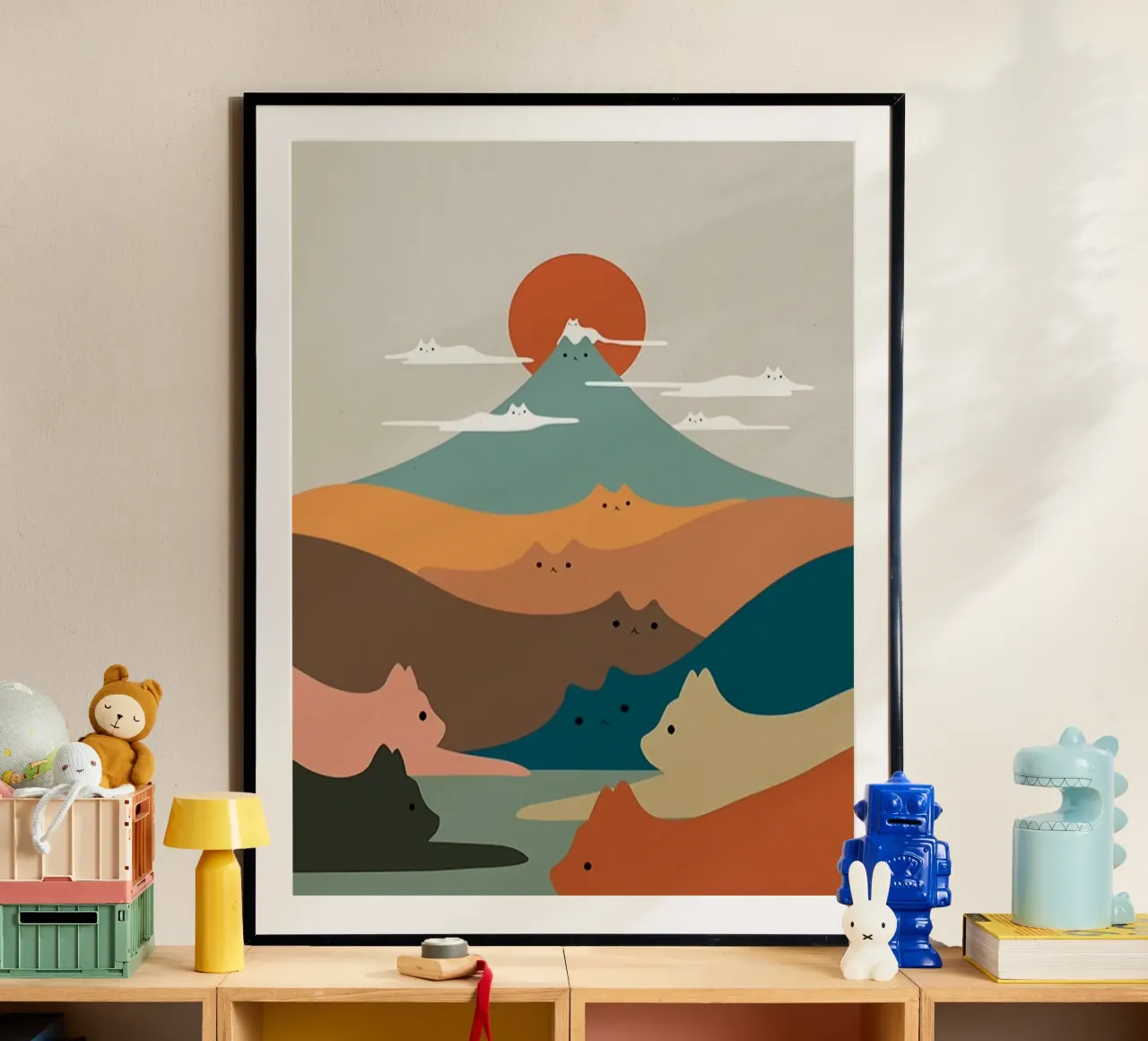 cat shape mountain poster con telaio in plastica da melts