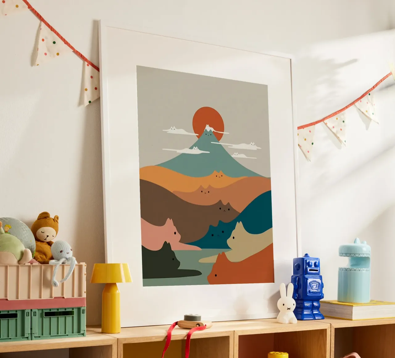 cat shape mountain poster con telaio in plastica da melts