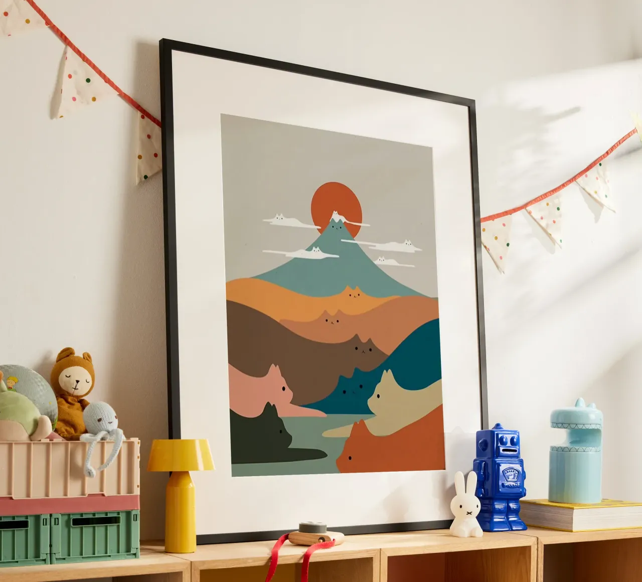 cat shape mountain poster con telaio in plastica da melts