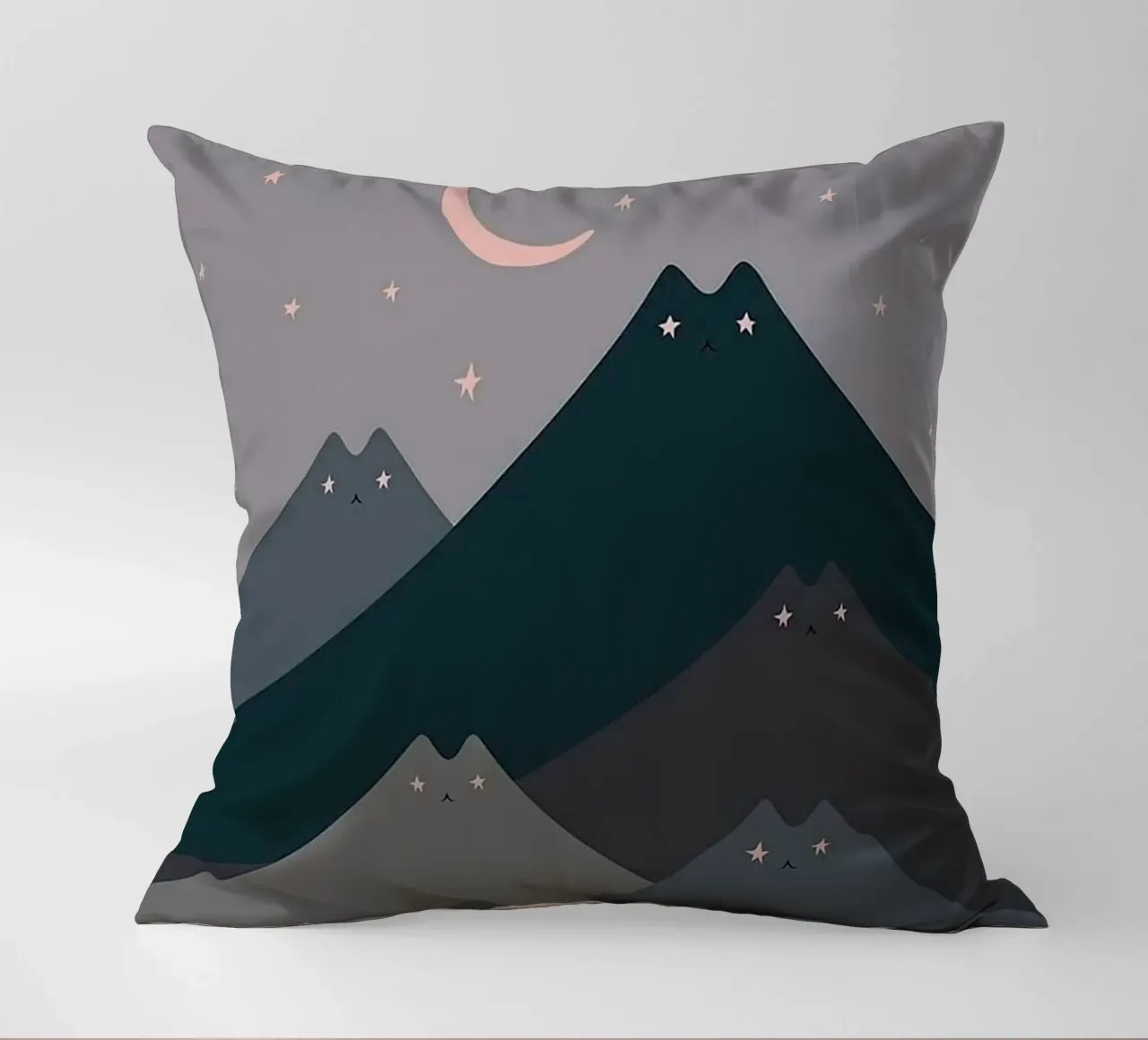 cat shape mountain wave in moonight cuscino da melts