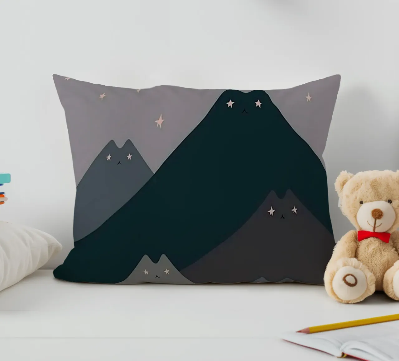 cat shape mountain wave in moonight cuscino da melts
