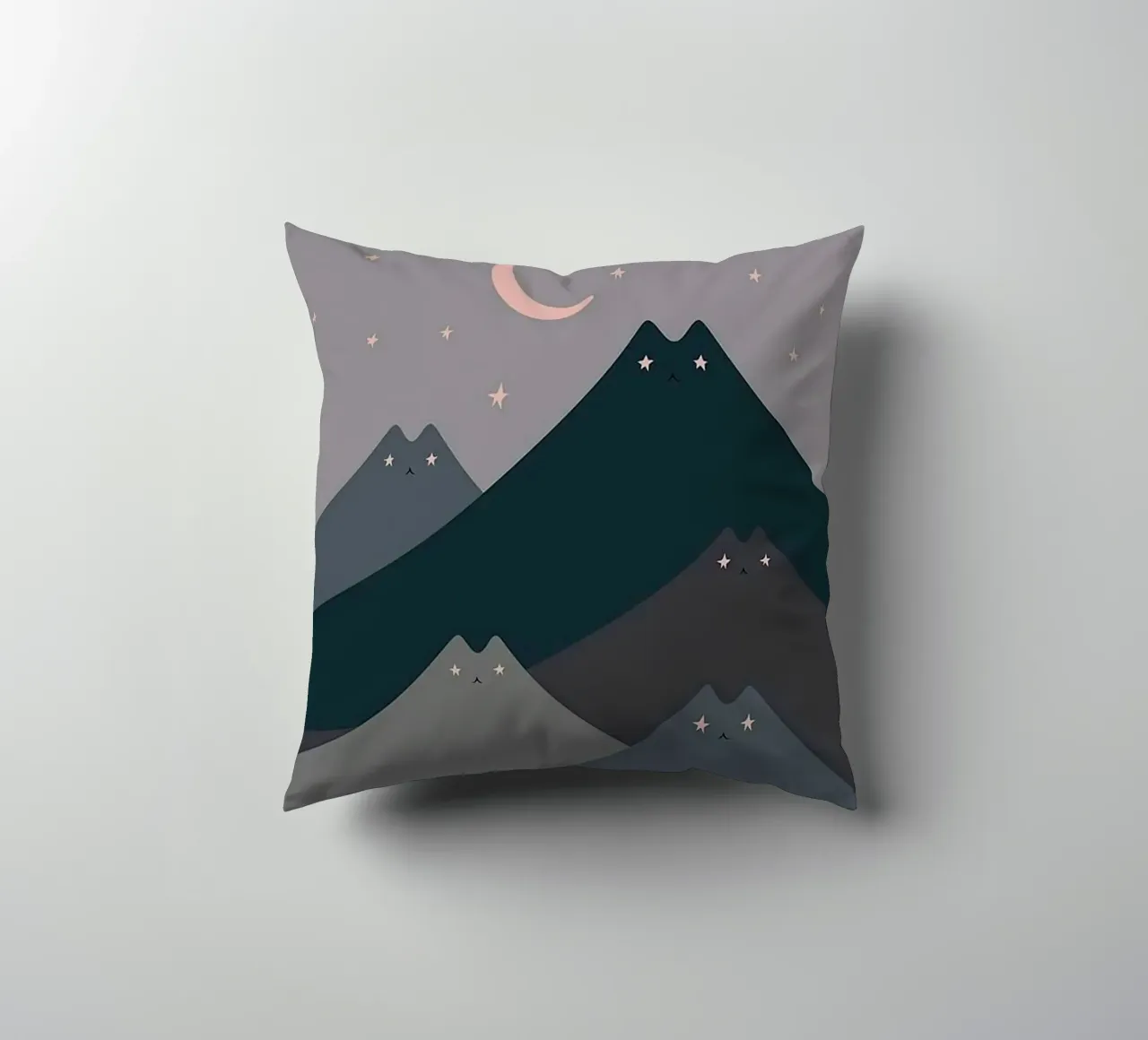 cat shape mountain wave in moonight cuscino da melts