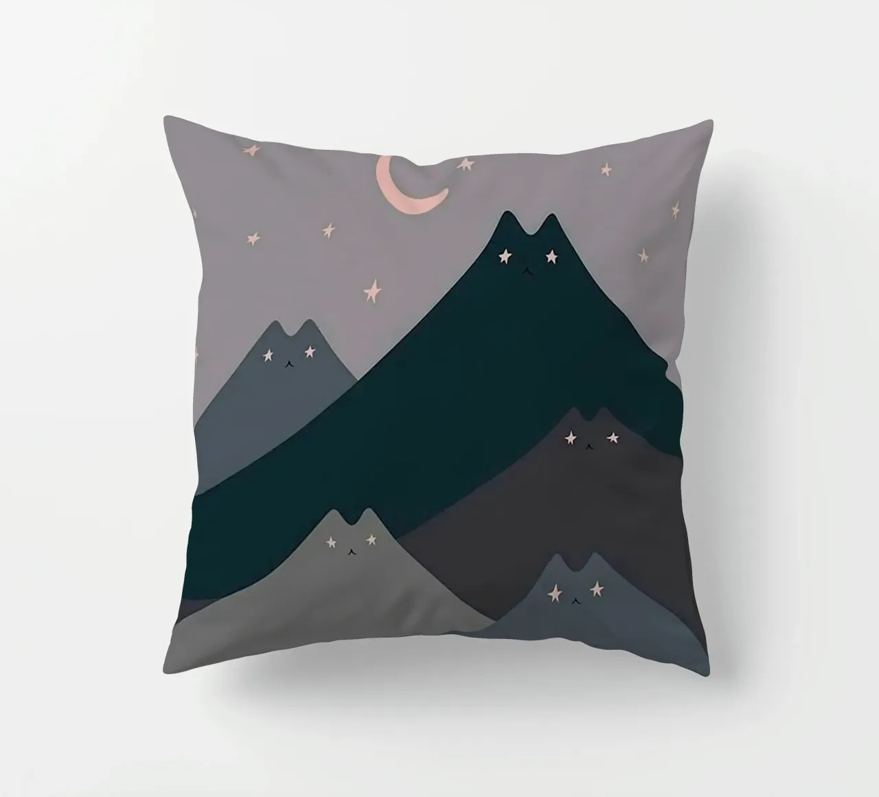 cat shape mountain wave in moonight cuscino da melts