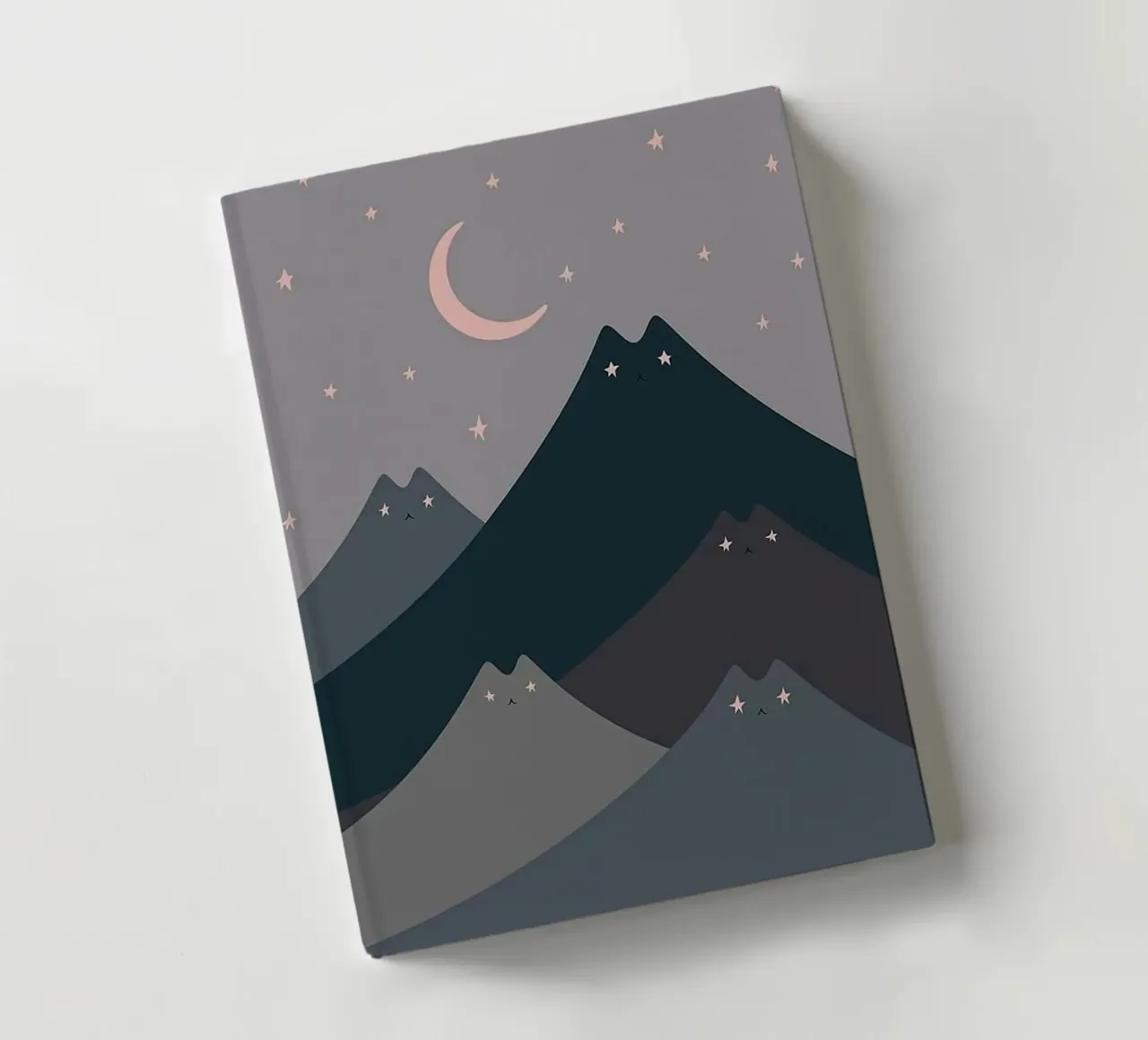 cat shape mountain wave in moonight notebook by melts