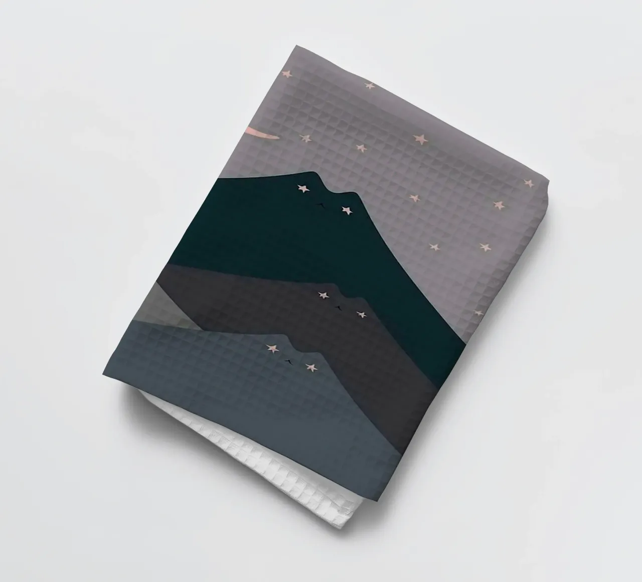 cat shape mountain wave in moonight Geschirrtuch von melts