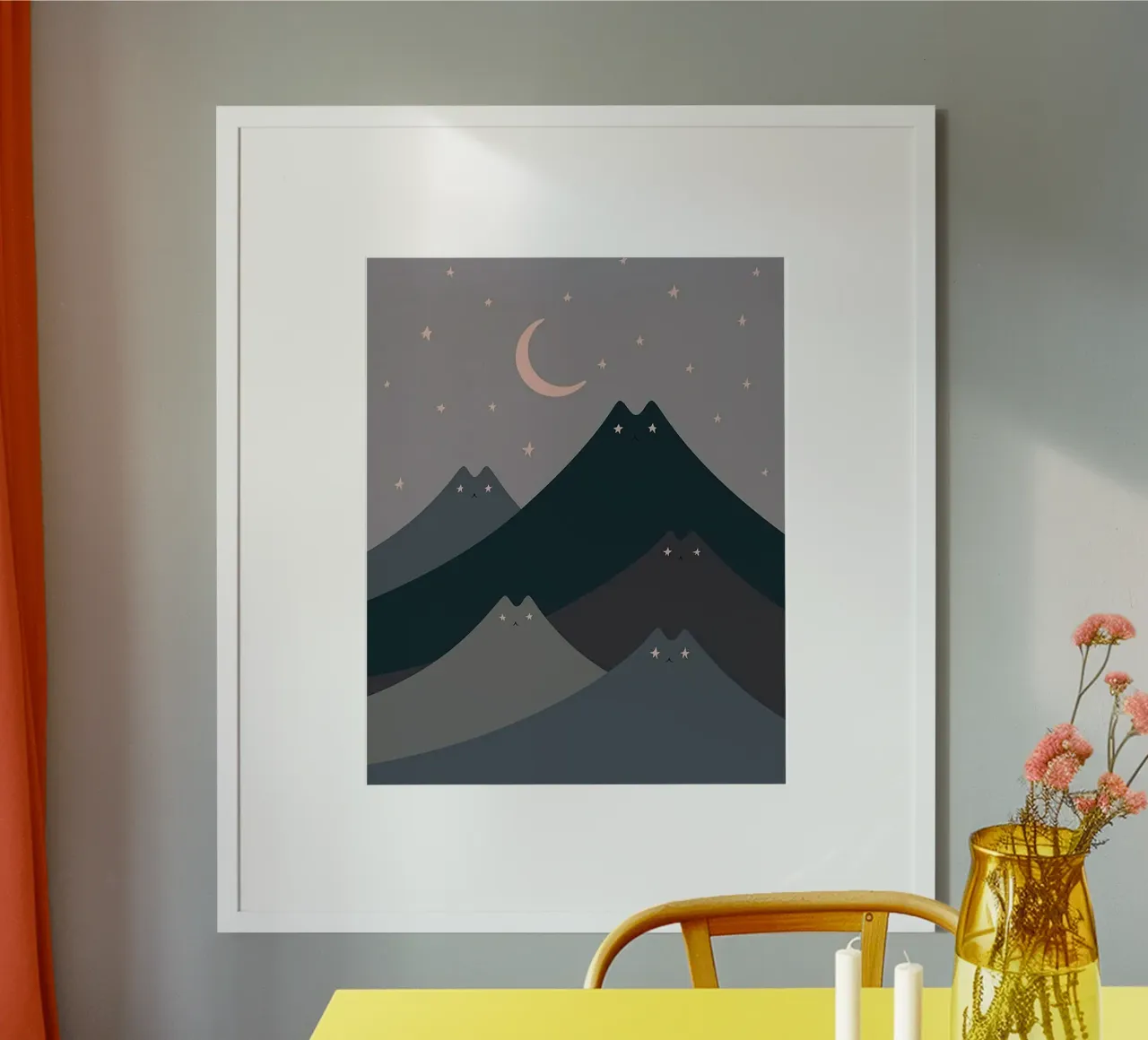 cat shape mountain wave in moonight poster da melts