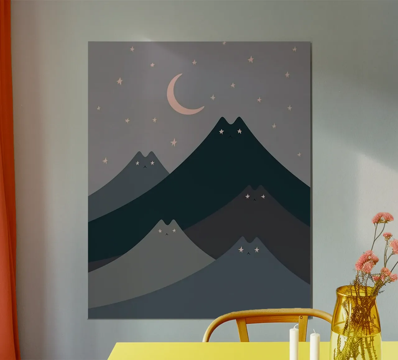 cat shape mountain wave in moonight poster da melts