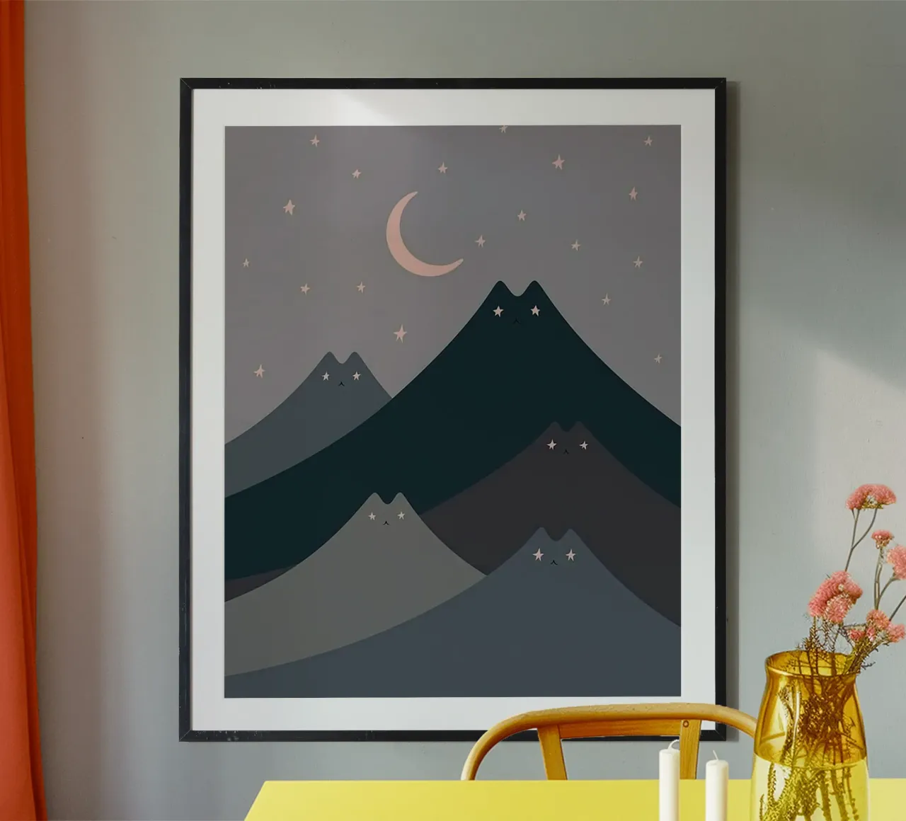 cat shape mountain wave in moonight poster da melts