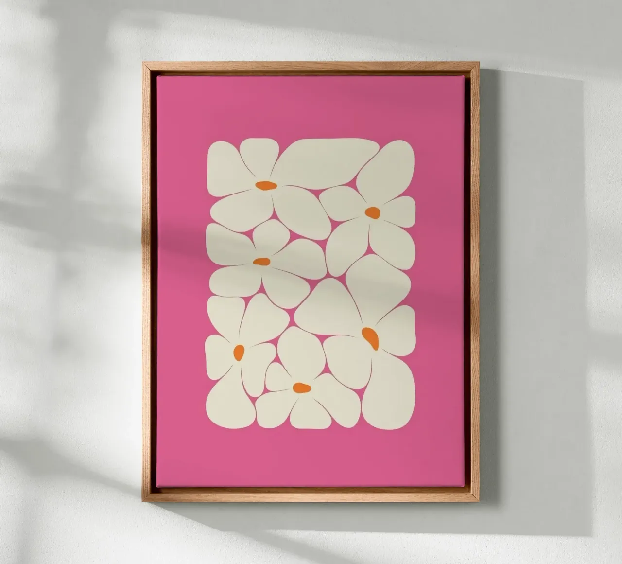 shape flower in pink background canvas met Baklijst van hamily