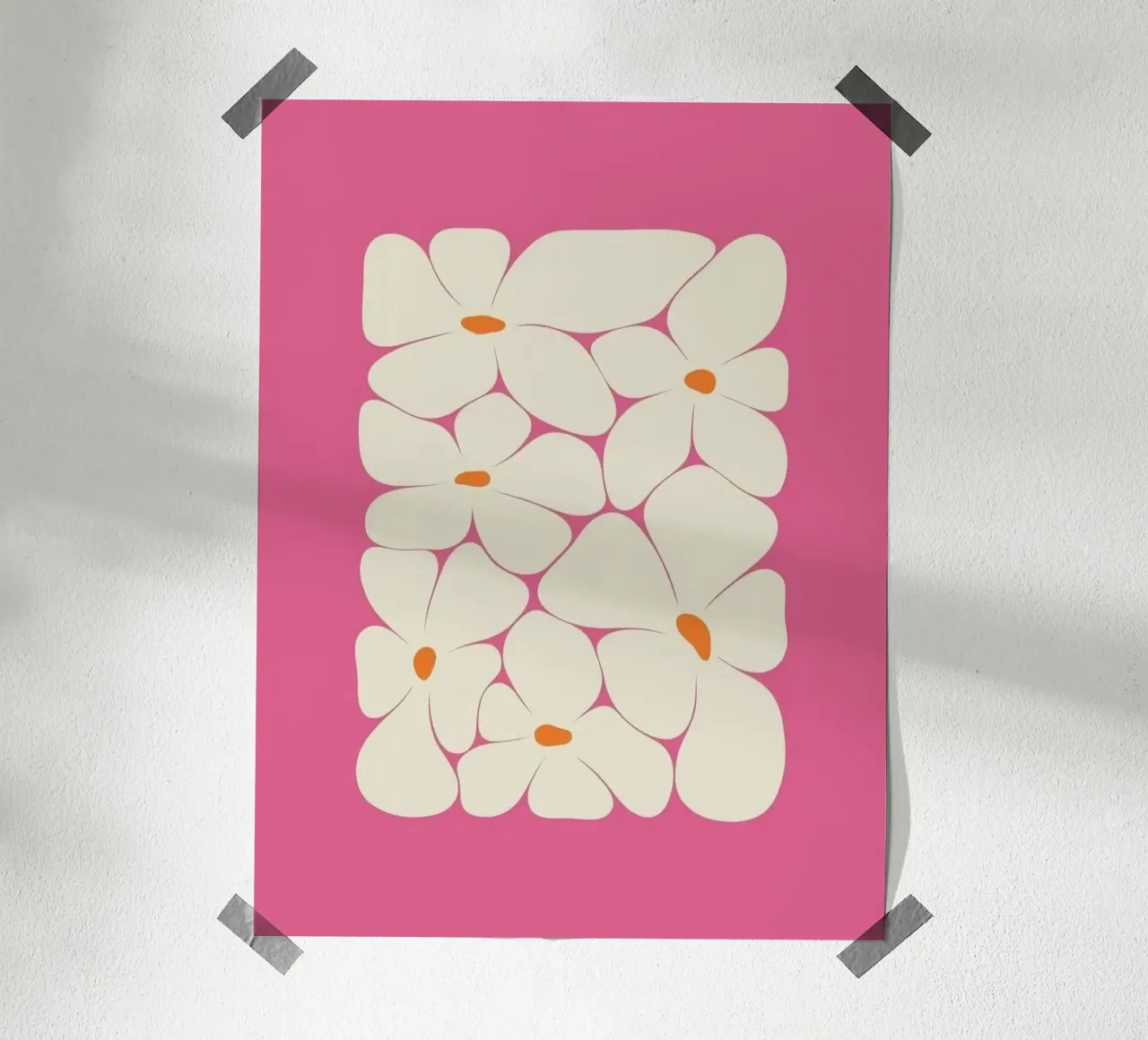 shape flower in pink background poster van hamily