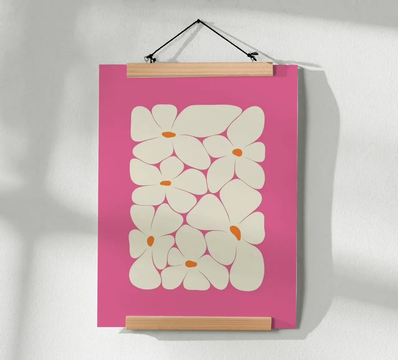 shape flower in pink background poster van hamily