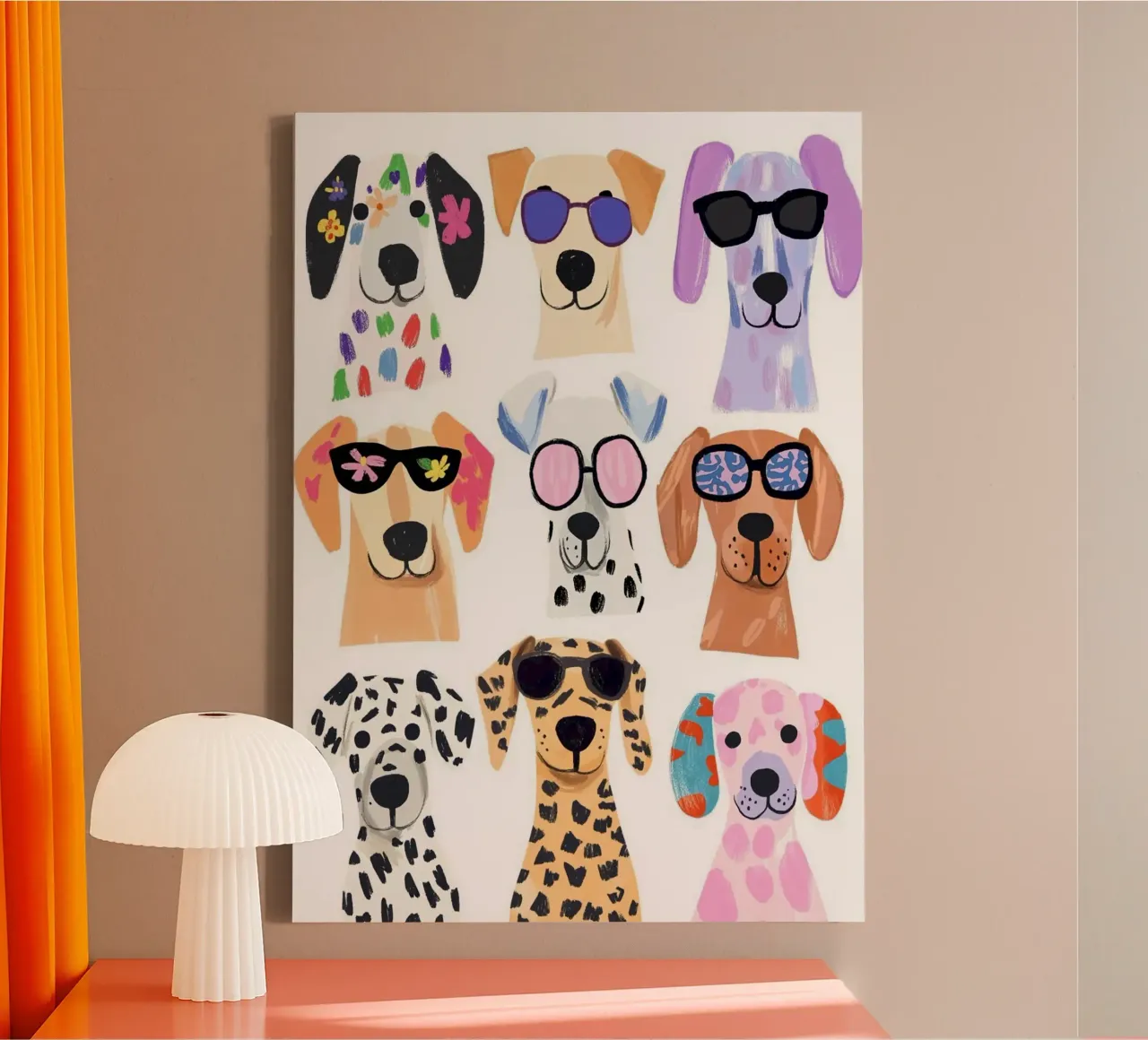 dog cool in collection tela con Cornice a cassetta da melts