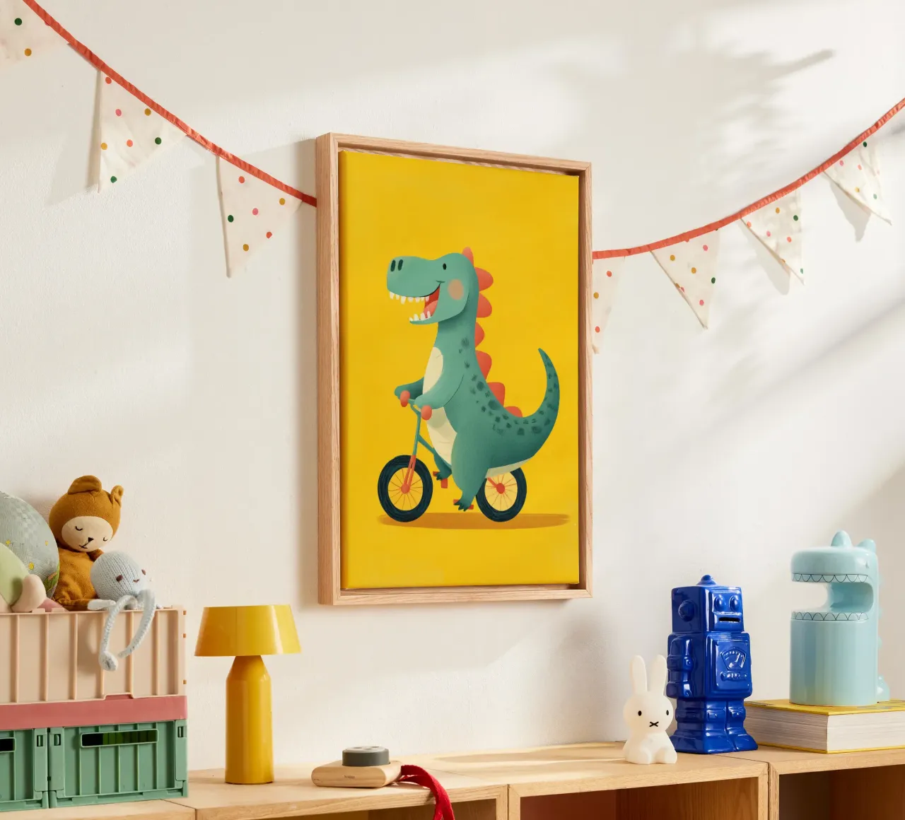 Dino on Wheels tela con Cornice a cassetta da Kiara