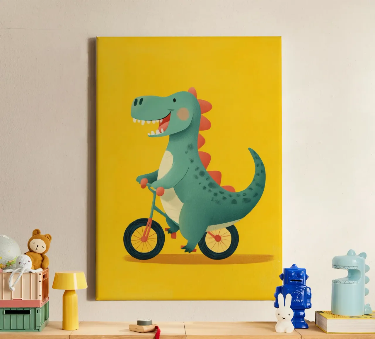 Dino on Wheels tela con Cornice a cassetta da Kiara