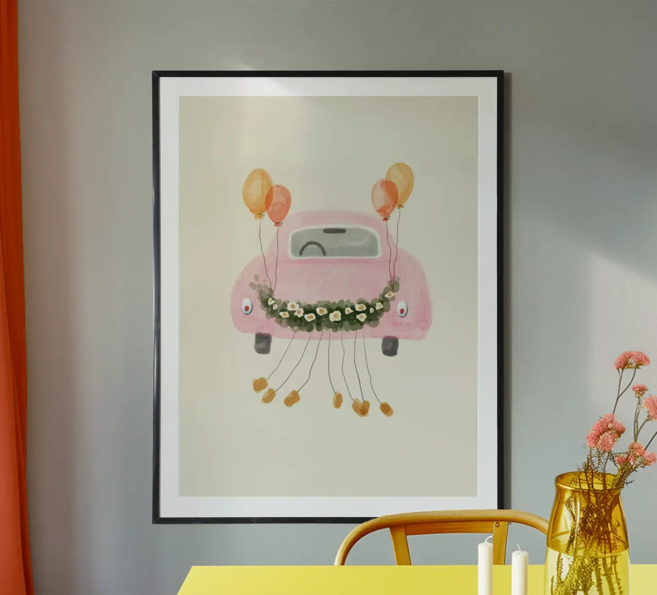 Appena sposati poster con telaio in legno da Indigo Rain