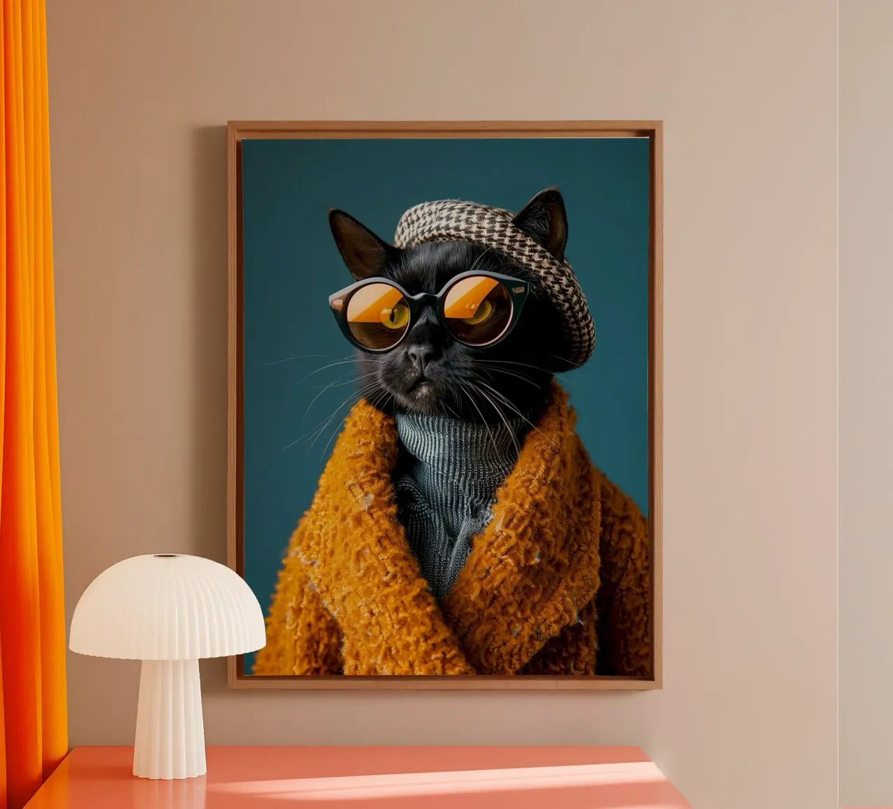 elegant cat in winter fashion tela con Cornice a cassetta da hamily