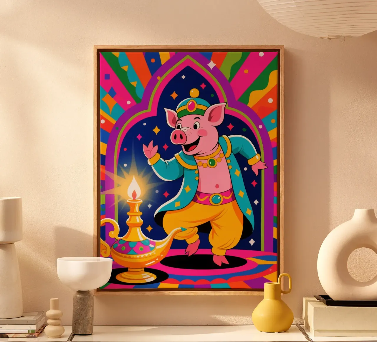 geest lamp varken canvas met Baklijst van knowledge