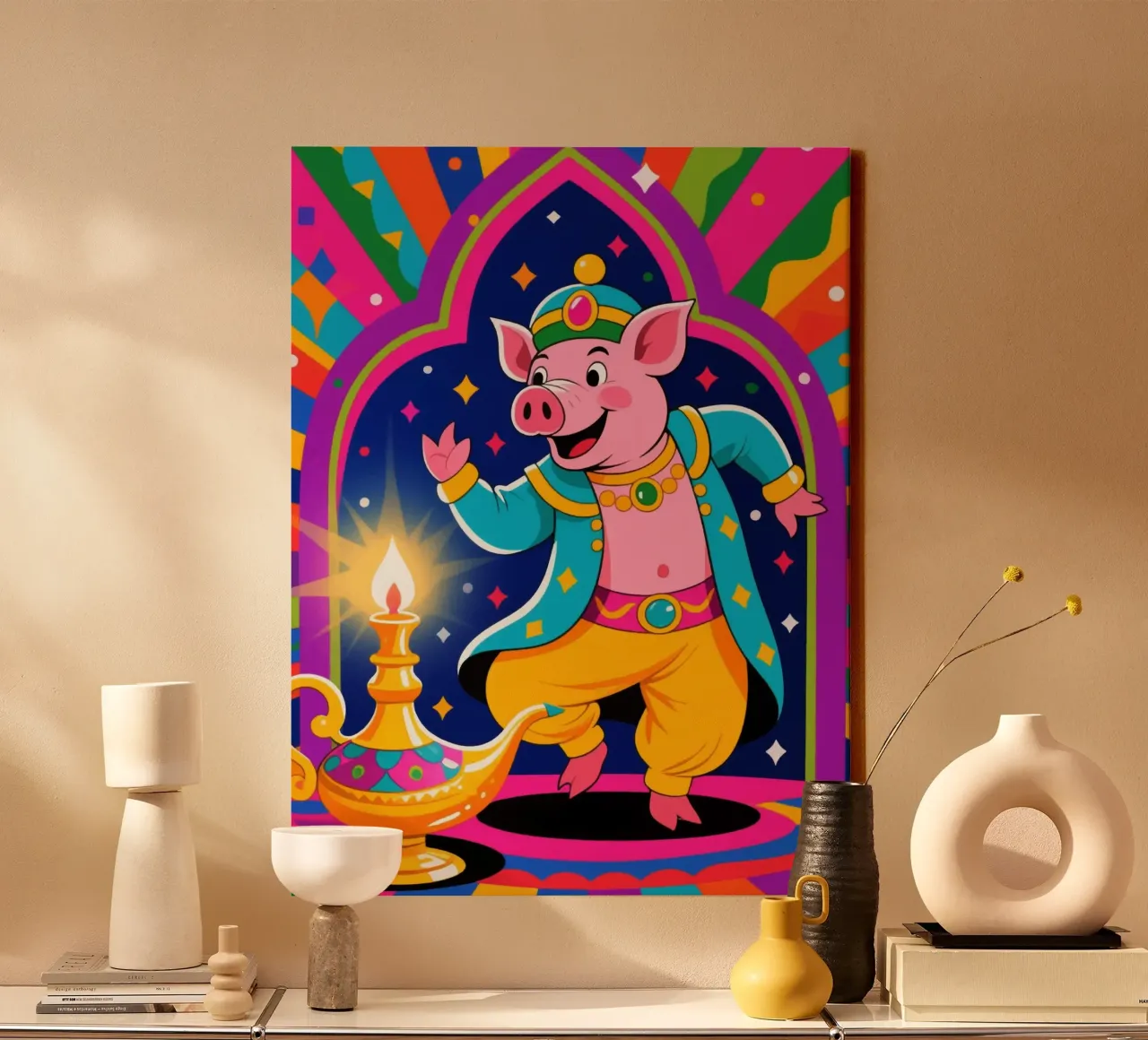 geest lamp varken canvas met Baklijst van knowledge