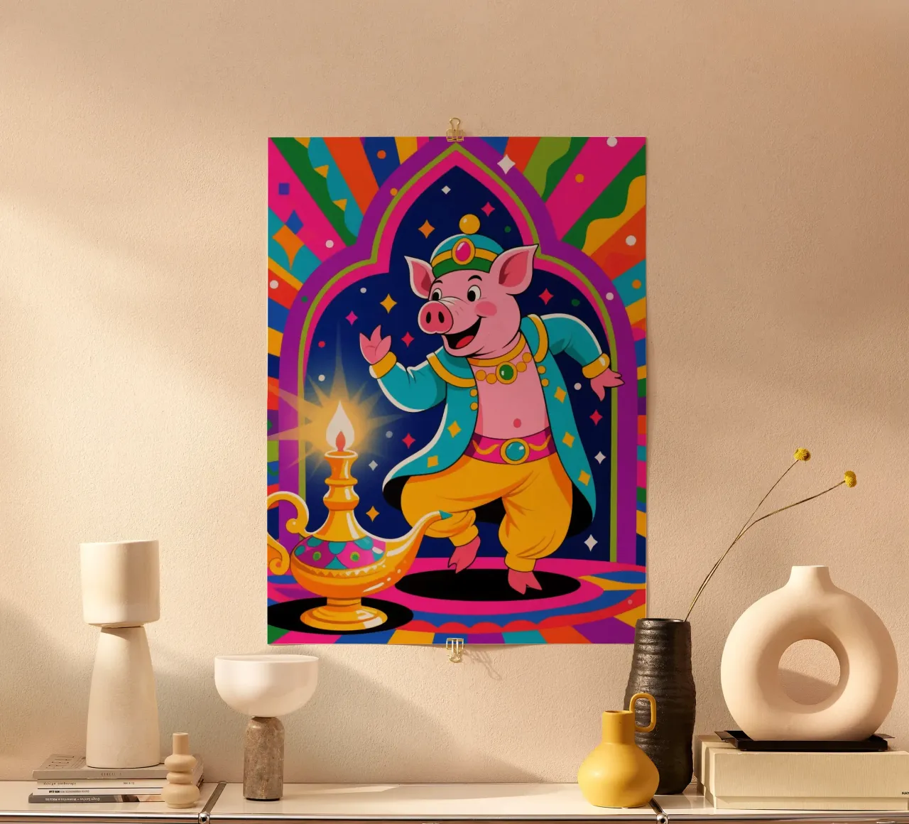 lampada genio maiale poster da knowledge