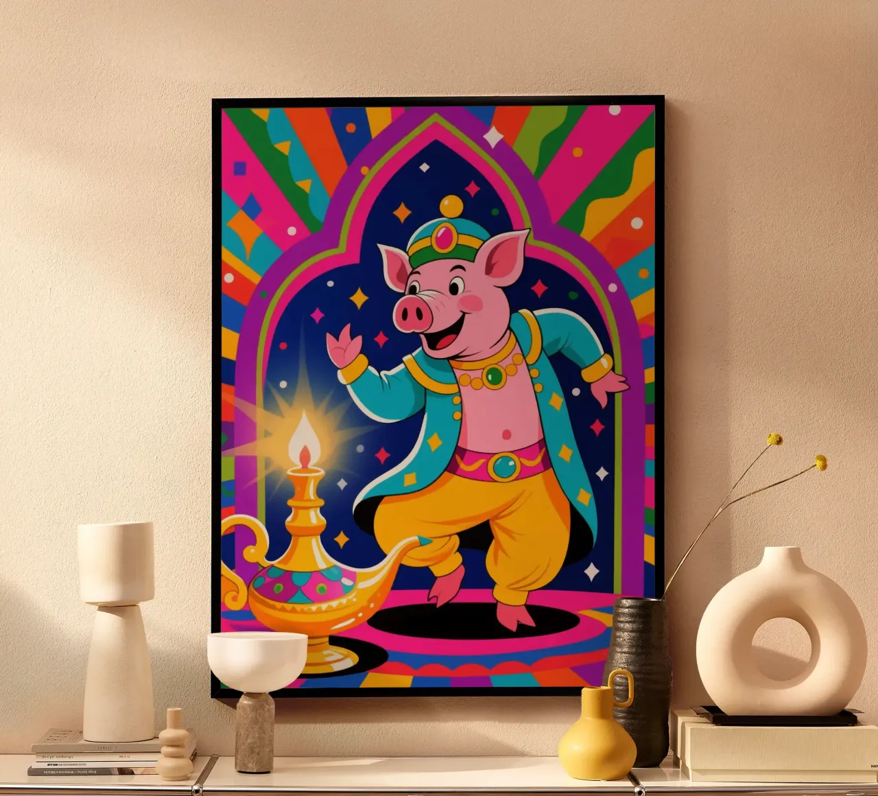 lampada genio maiale poster da knowledge