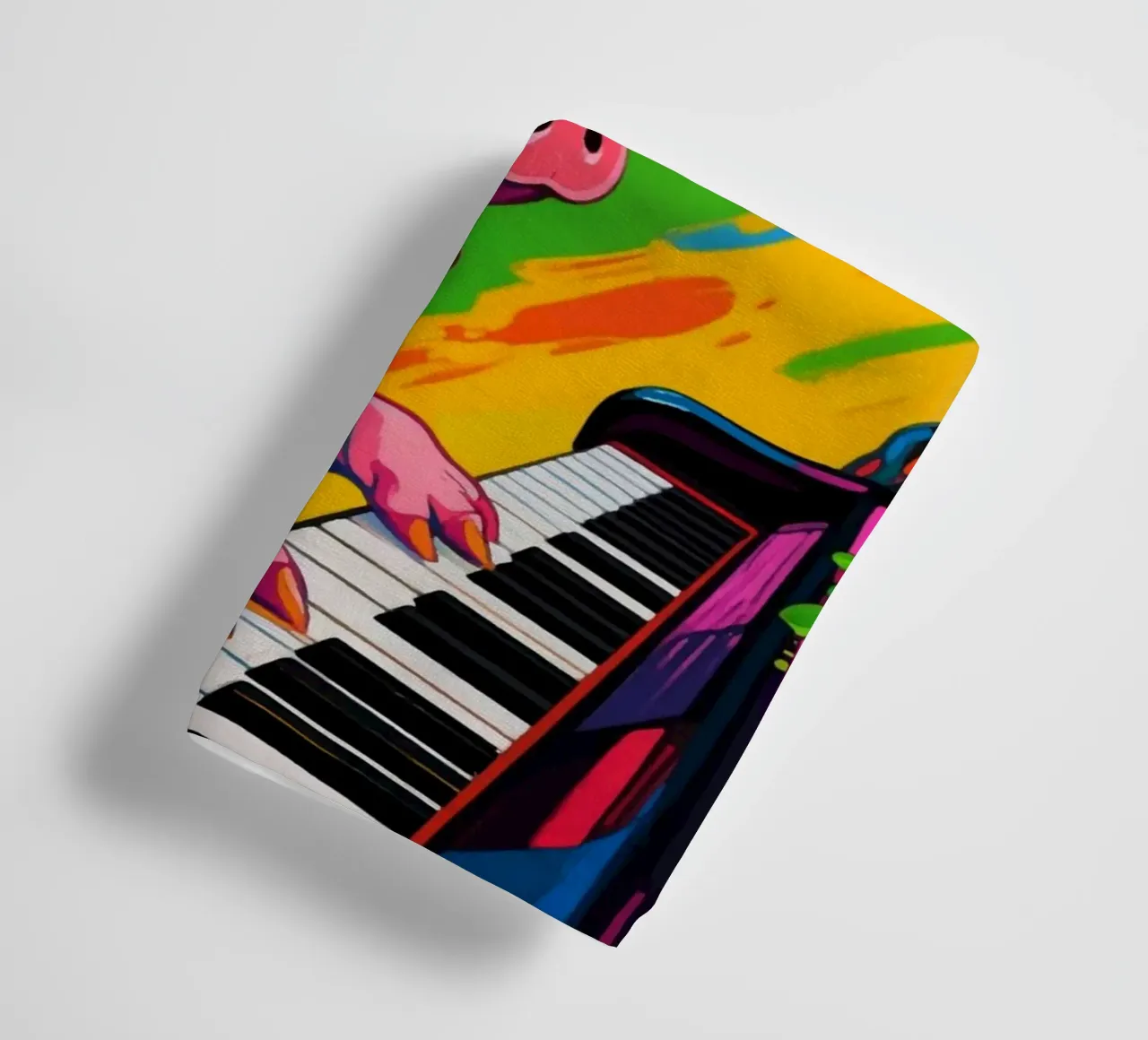pig playing piano under the tree towel by knowledge
