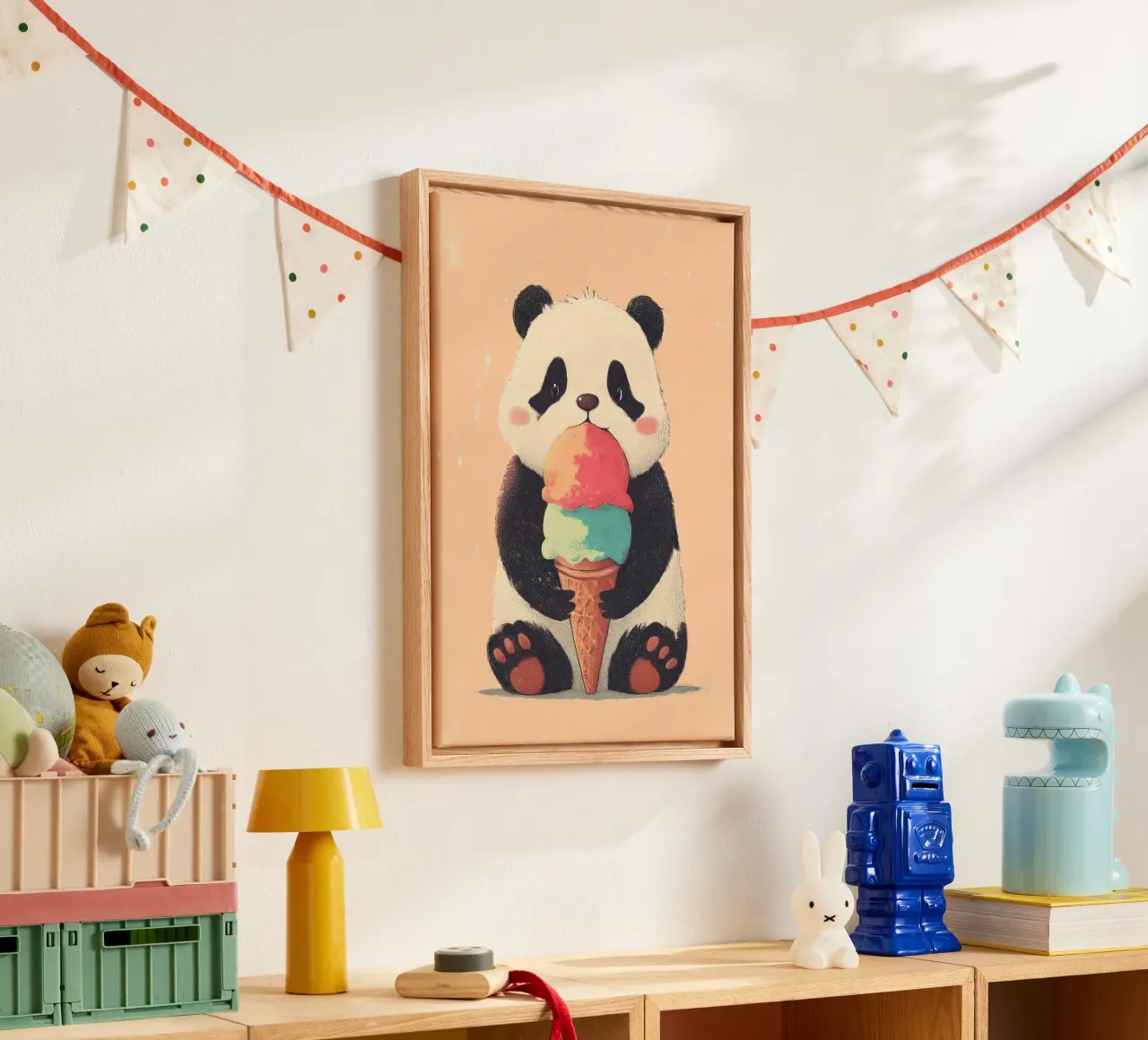 Ice Cream Panda canvas met Baklijst van Kiara