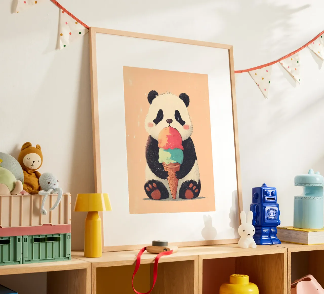 Ice Cream Panda poster con telaio in alluminio da Kiara