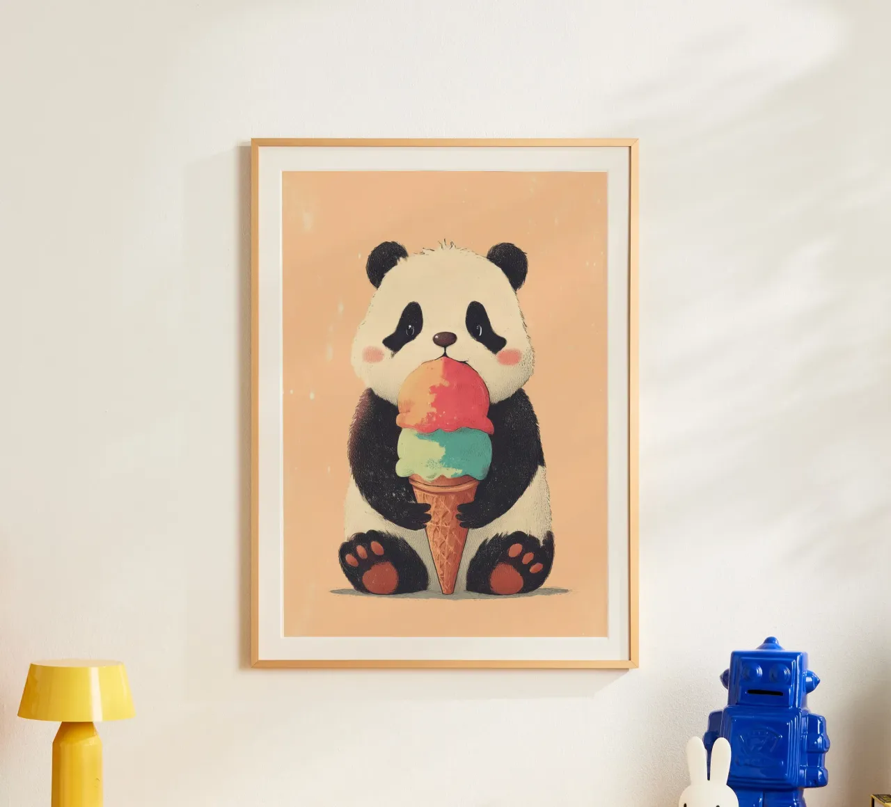 Ice Cream Panda poster con telaio in alluminio da Kiara