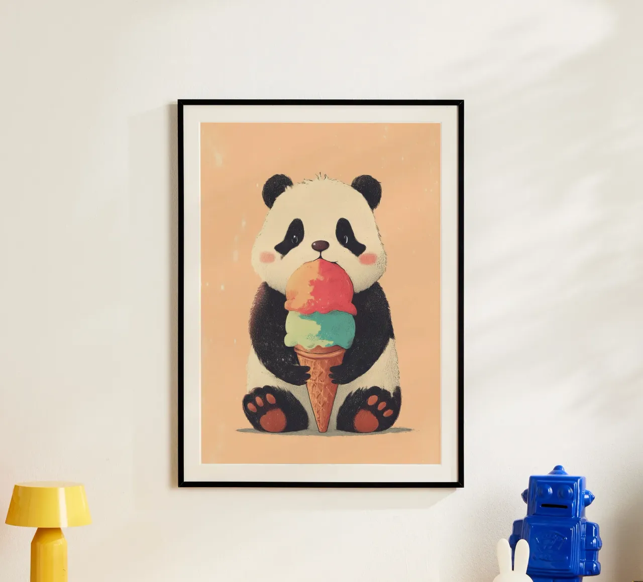 Ice Cream Panda poster con telaio in alluminio da Kiara