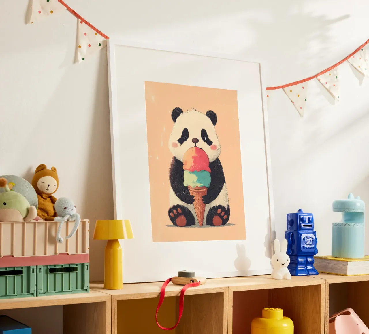 Ice Cream Panda poster con telaio in alluminio da Kiara