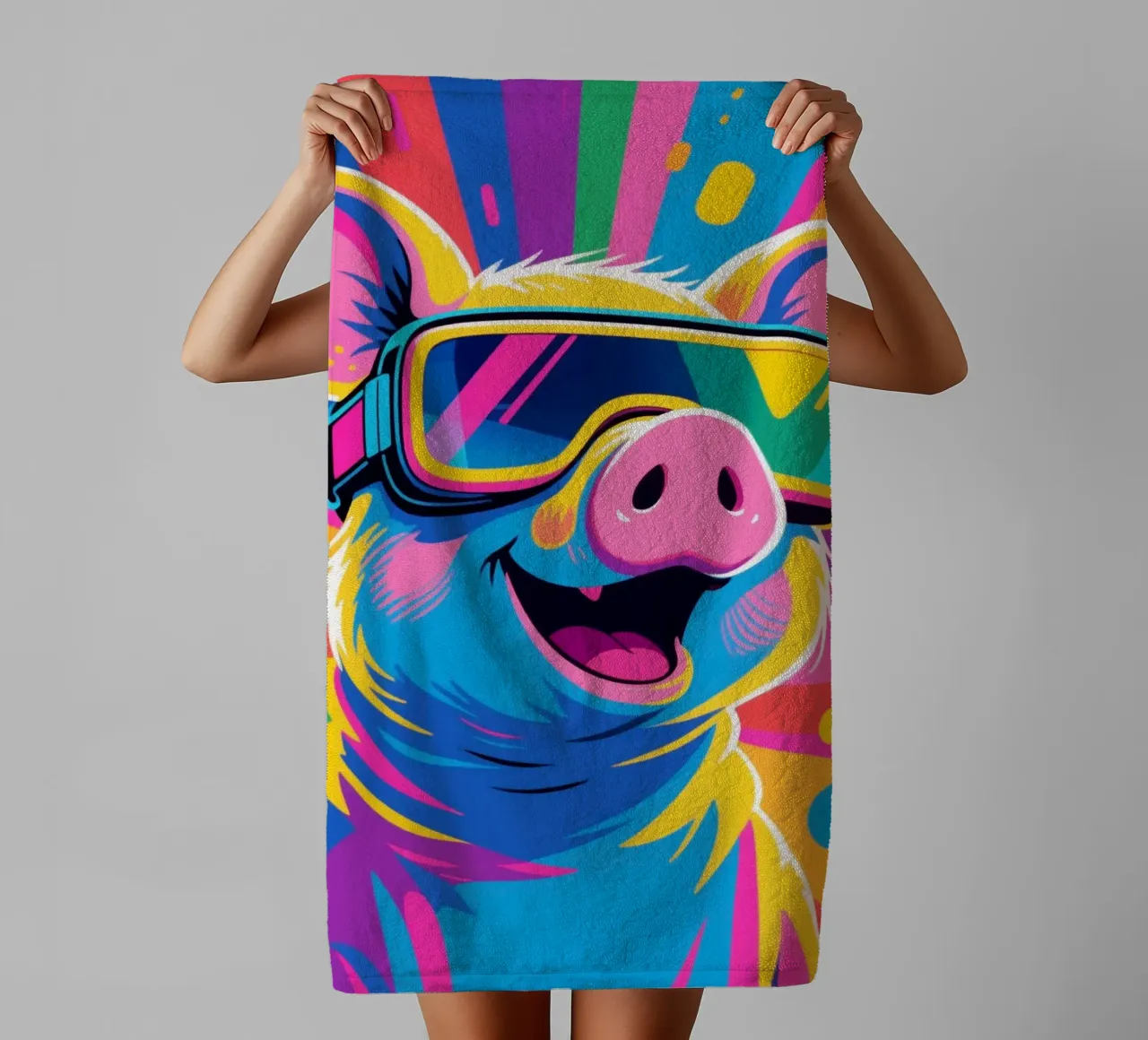 Color Piggy VR Tech asciugamano da bagno da knowledge