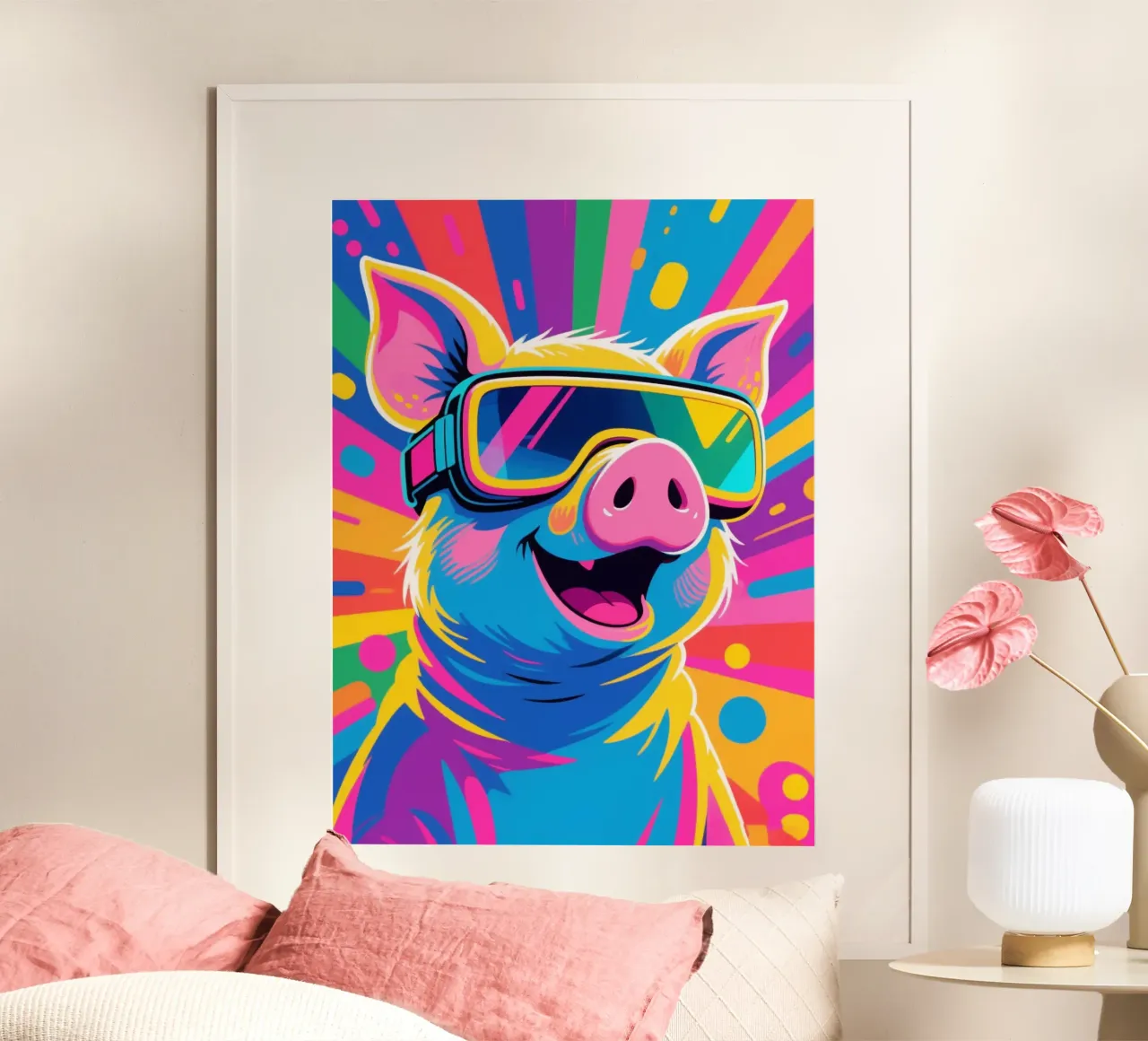 Color Piggy VR Tech poster con telaio in alluminio da knowledge