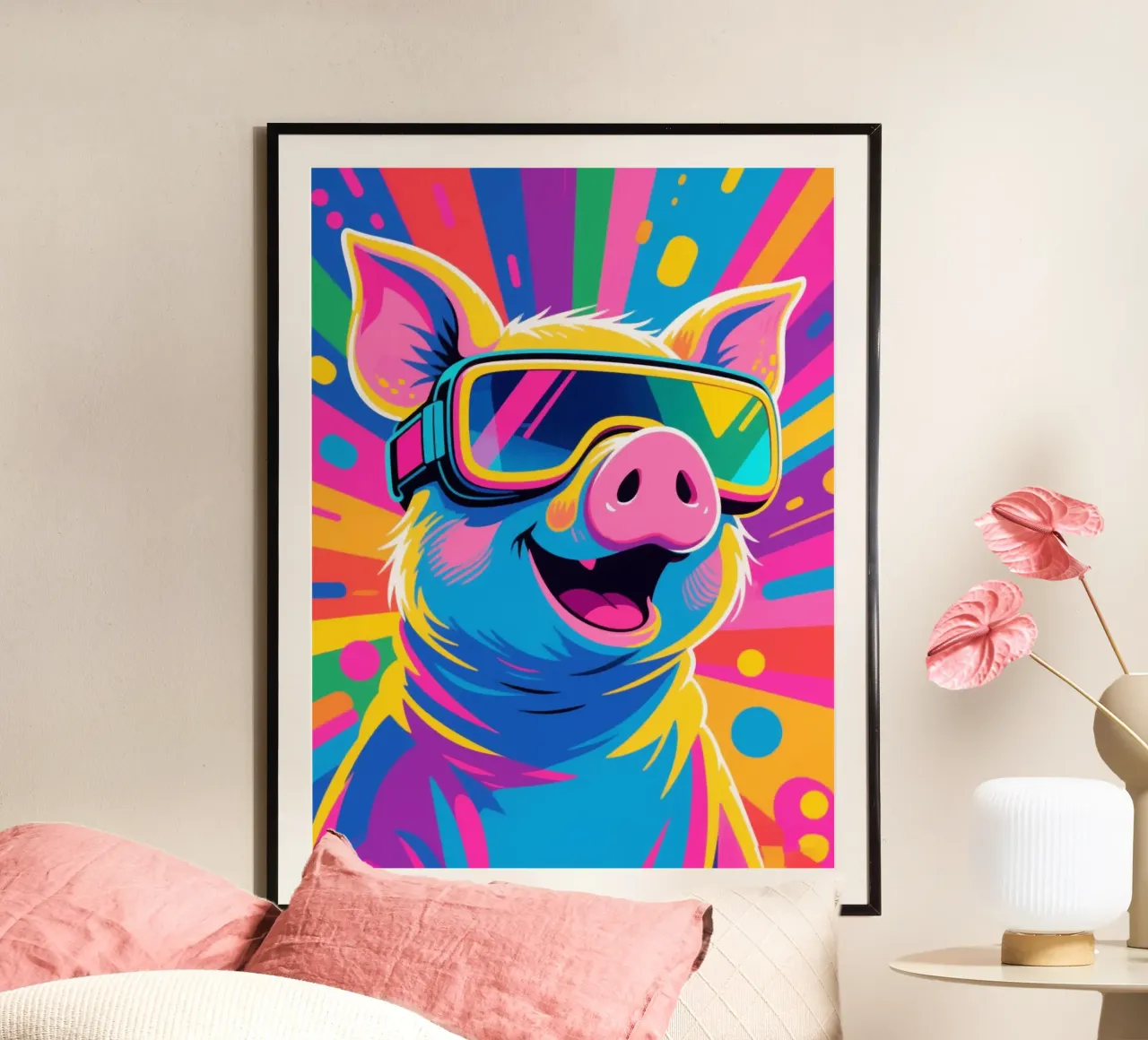 Color Piggy VR Tech poster con telaio in alluminio da knowledge