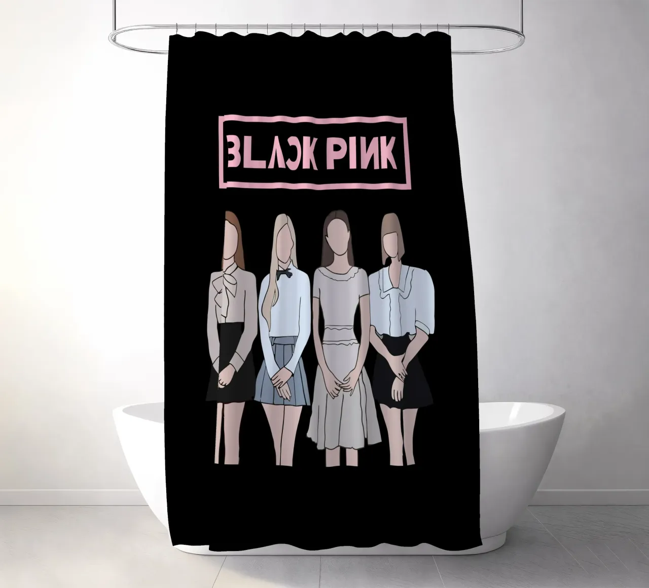 Vettore piatto K-pop Blackpink tenda da doccia da igoshdesigns