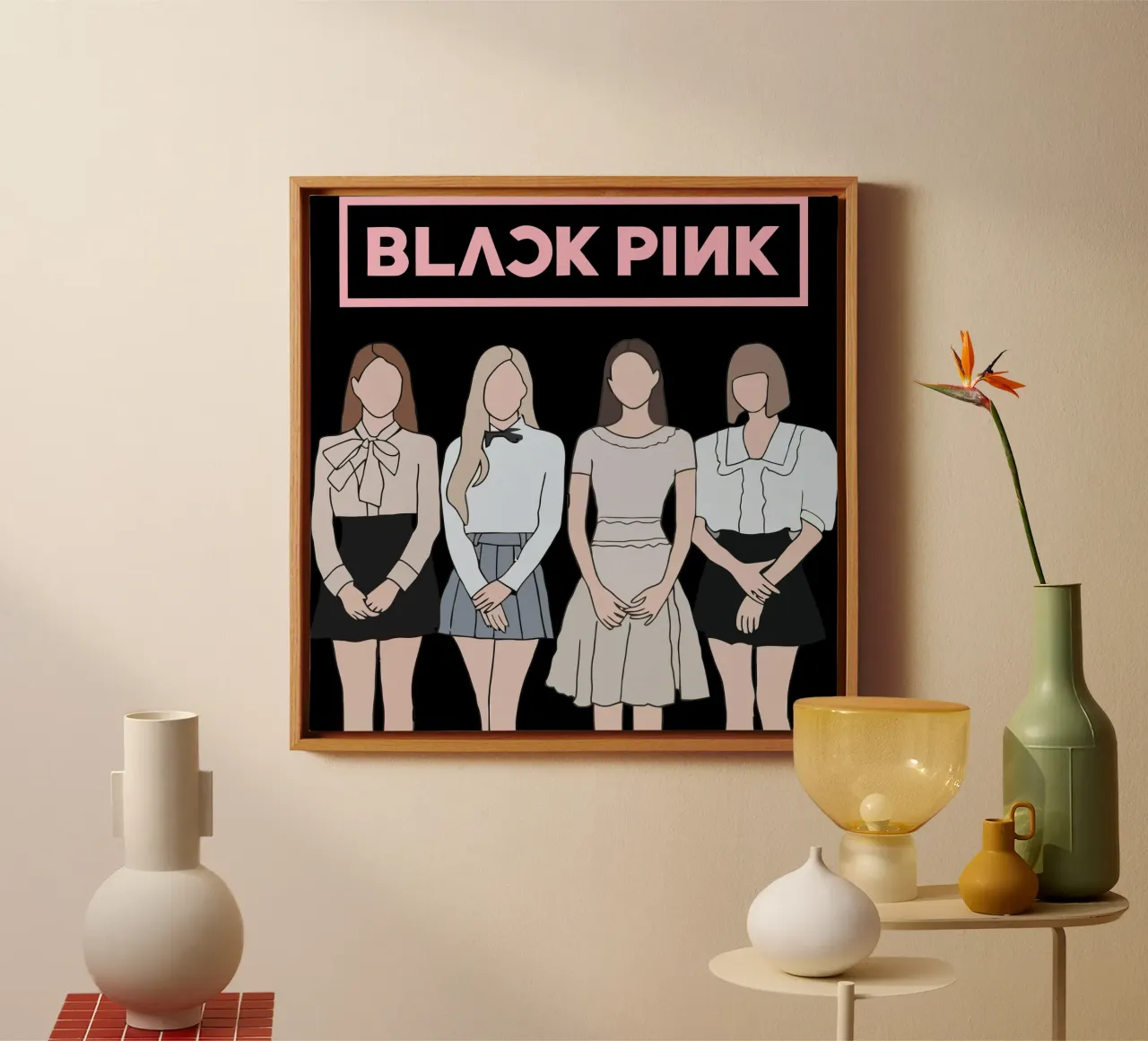 Vector Plano K-pop Blackpink lienzo con Marco flotante de igoshdesigns