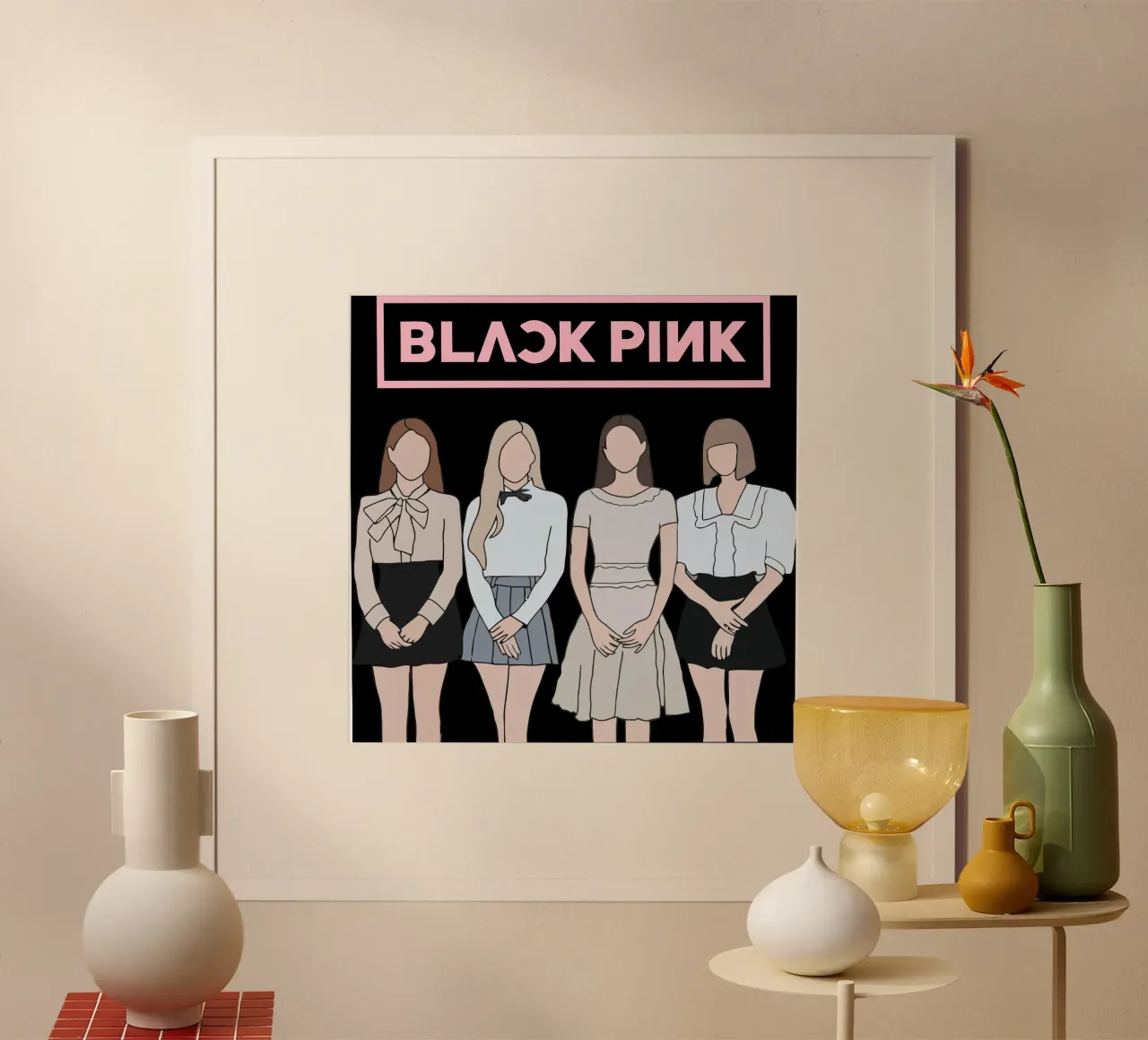 Vettore piatto K-pop Blackpink poster con telaio in alluminio da igoshdesigns