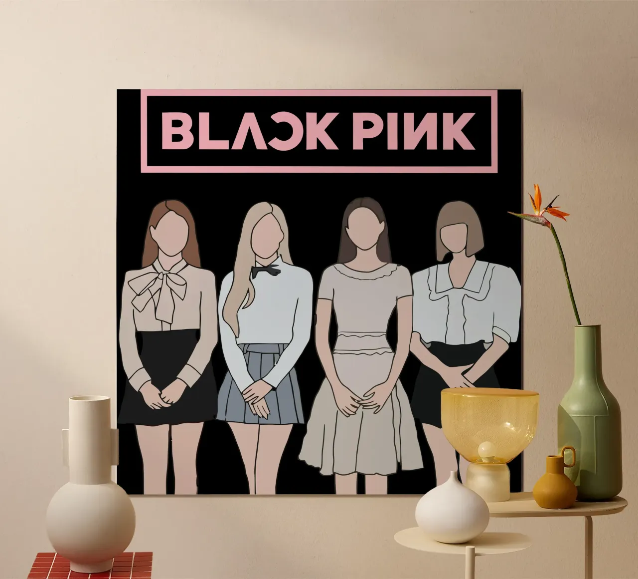 Vettore piatto K-pop Blackpink poster con telaio in alluminio da igoshdesigns