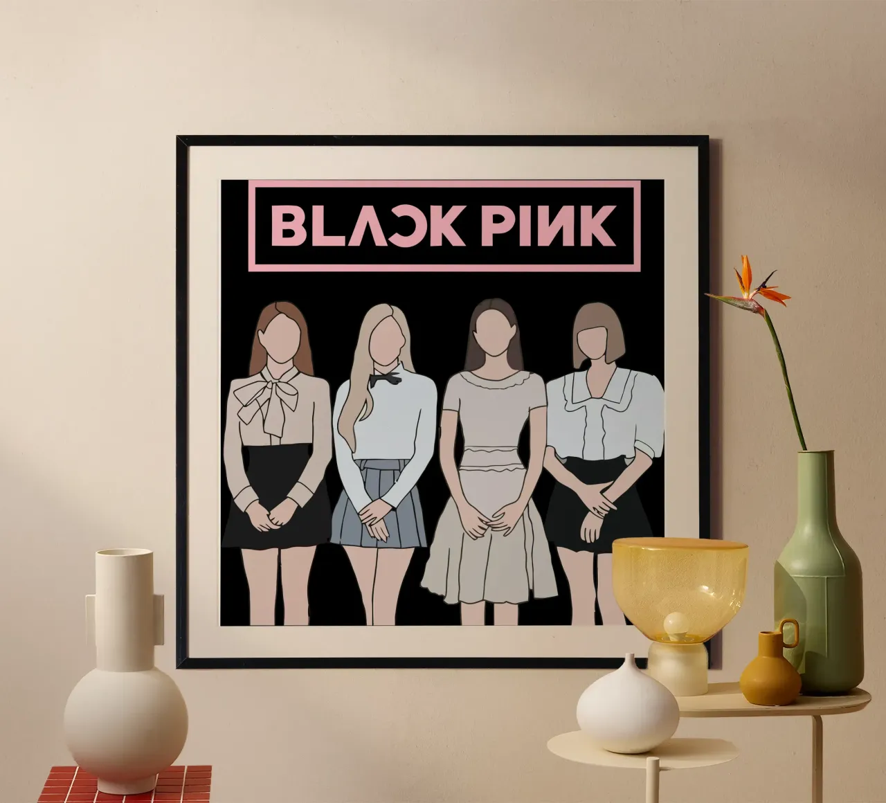 Vettore piatto K-pop Blackpink poster con telaio in alluminio da igoshdesigns