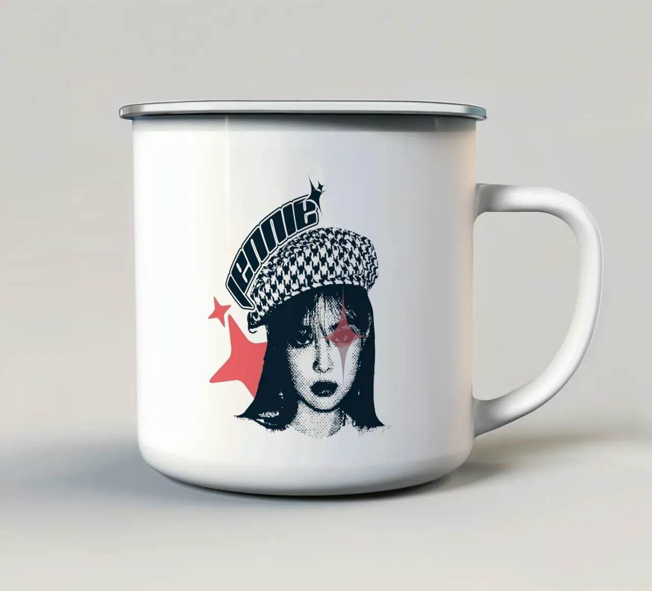 Silhouette volto jennie Y2K tazza in smalto da igoshdesigns