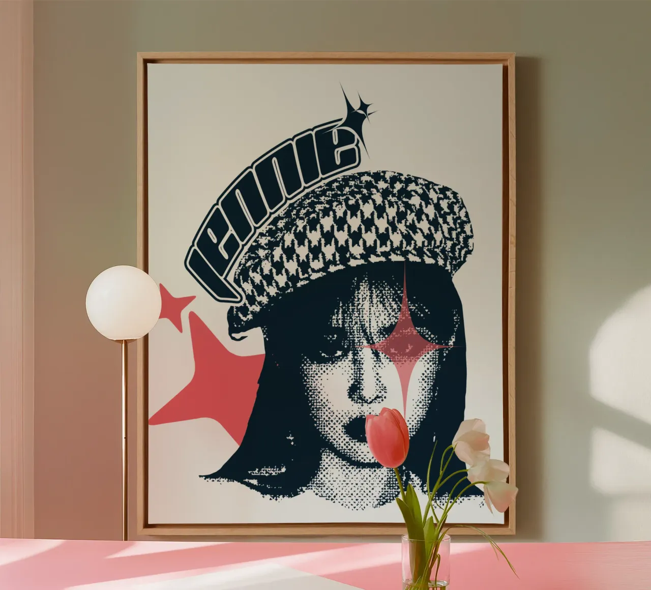 Silhouet gezicht jennie Y2K canvas met Baklijst van igoshdesigns