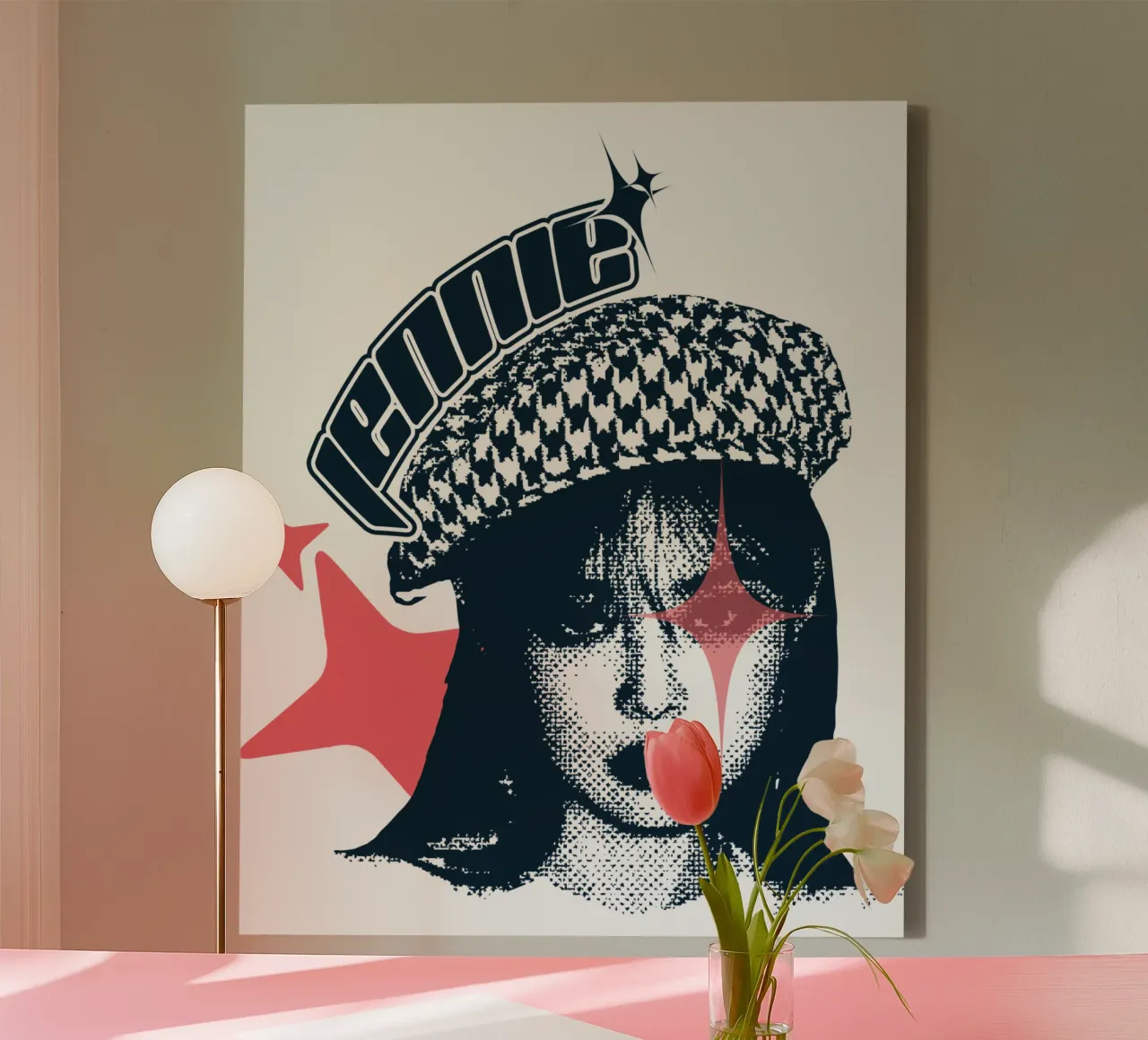 Silhouet gezicht jennie Y2K canvas met Baklijst van igoshdesigns