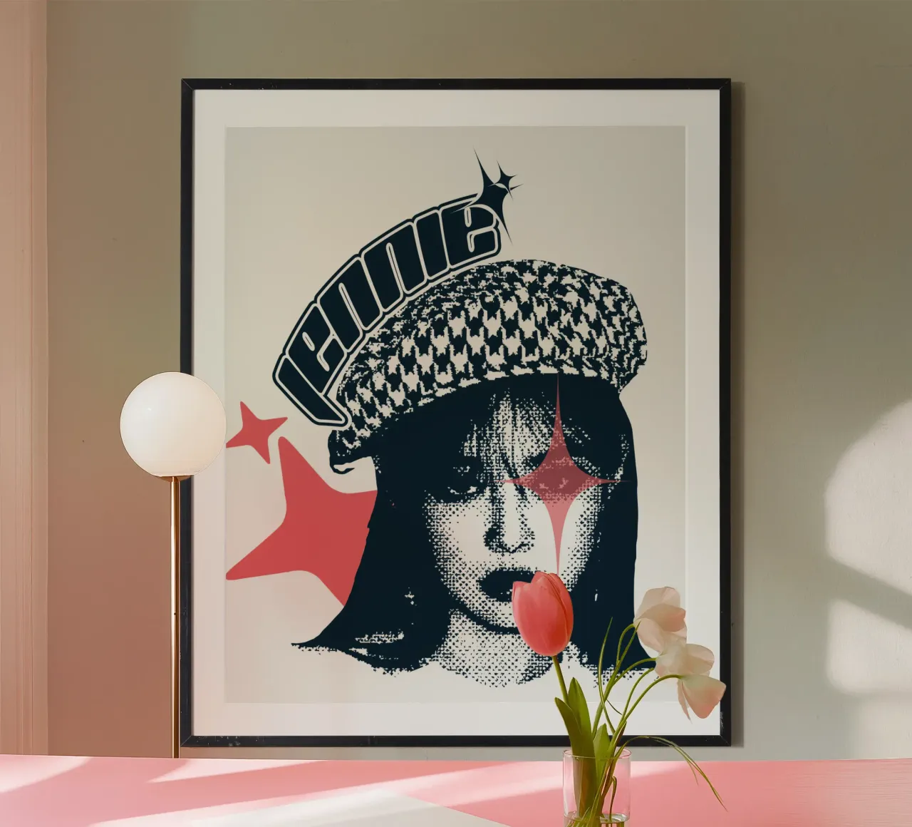 Silhouette volto jennie Y2K poster con telaio in plastica da igoshdesigns