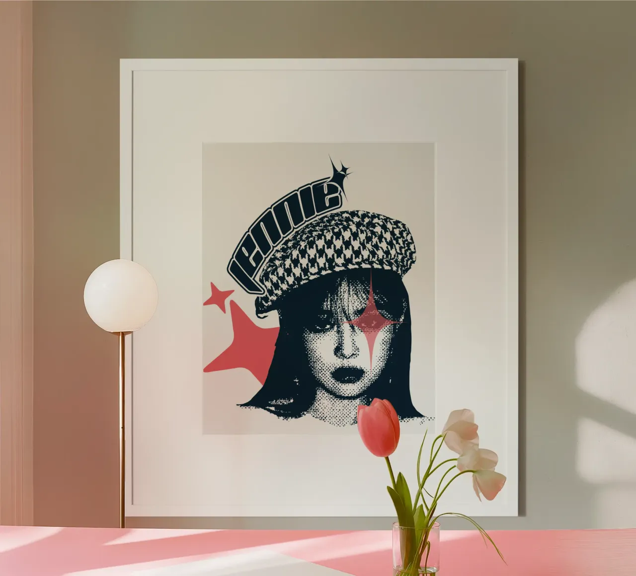Silhouette volto jennie Y2K poster con telaio in plastica da igoshdesigns
