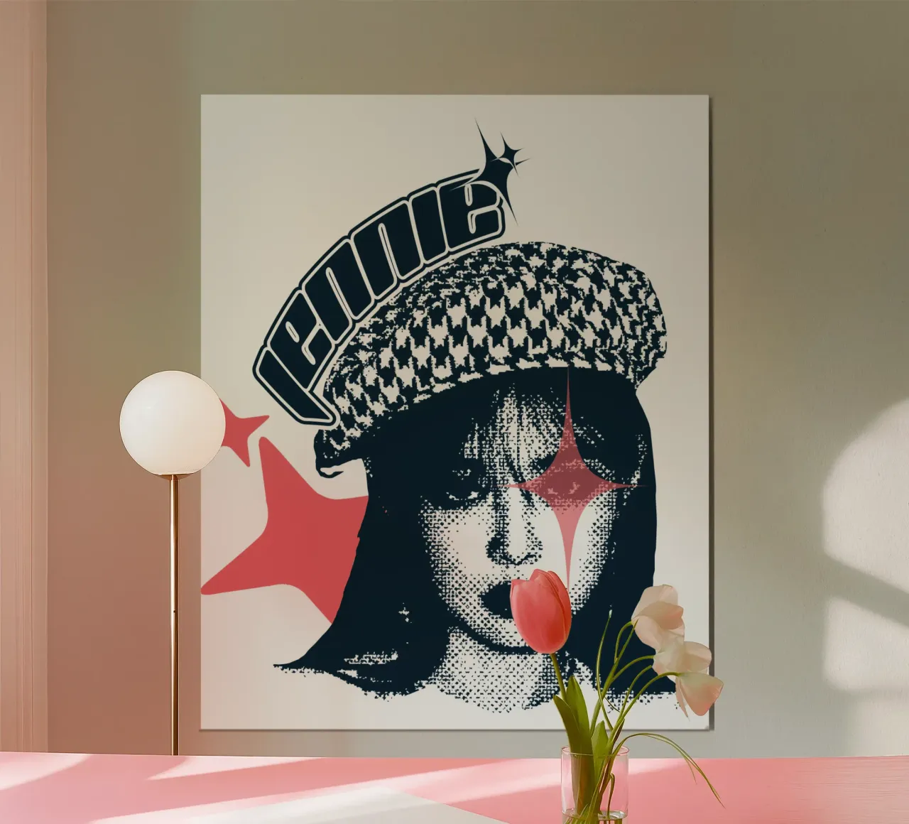 Silhouette volto jennie Y2K poster con telaio in plastica da igoshdesigns