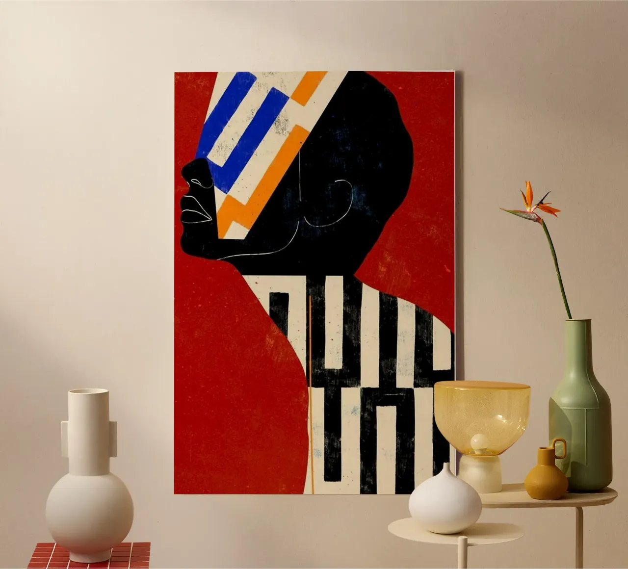 abstract man in mask Leinwand mit Schattenfugenrahmen von huminity