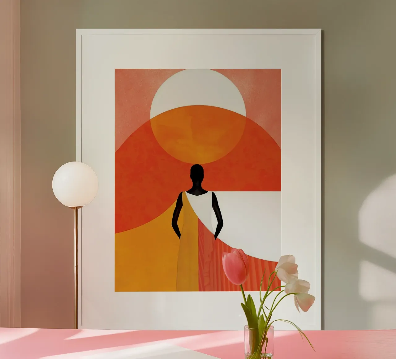 abstract girl and shape poster con telaio in legno da huminity