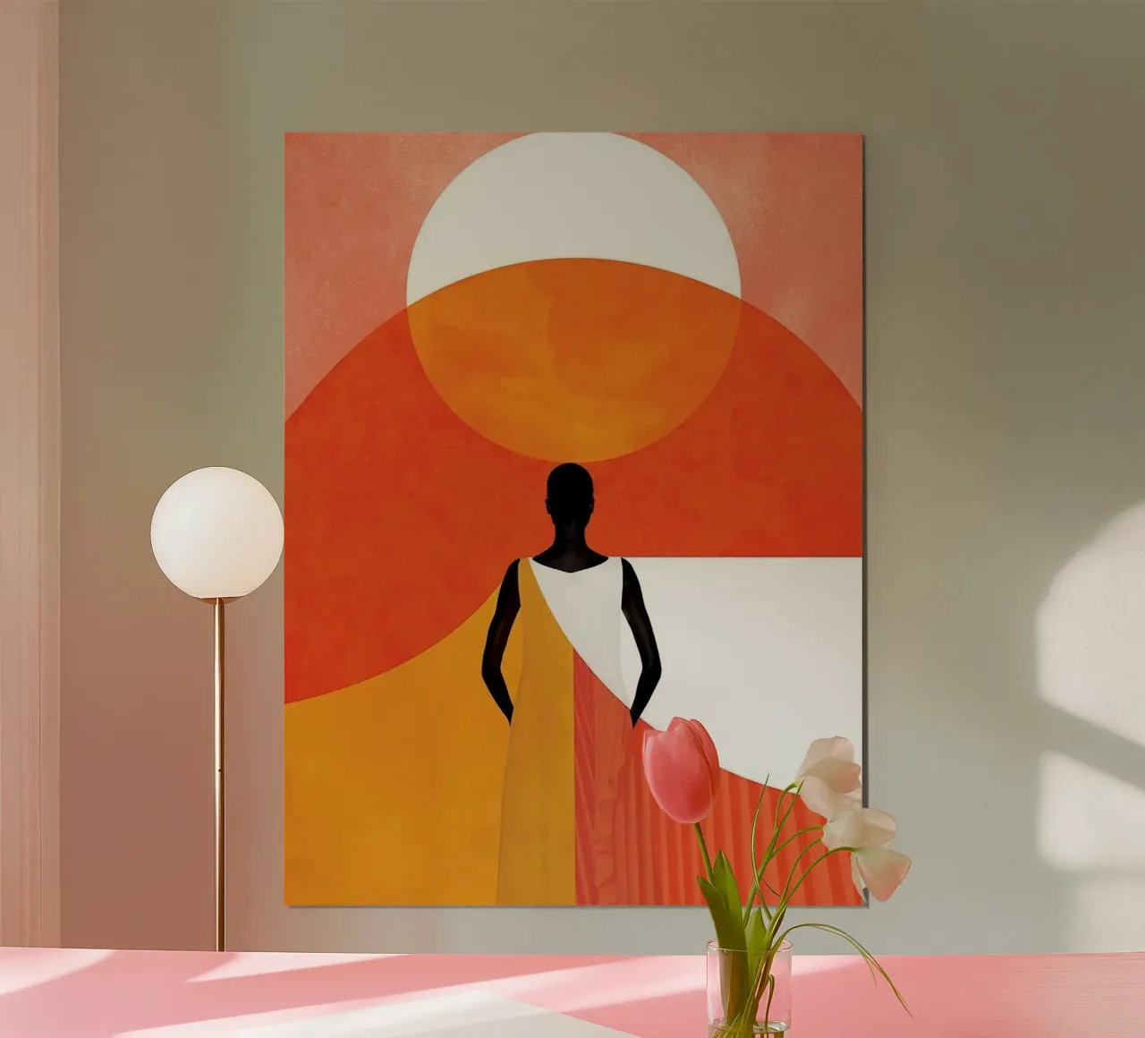 abstract girl and shape poster con telaio in legno da huminity