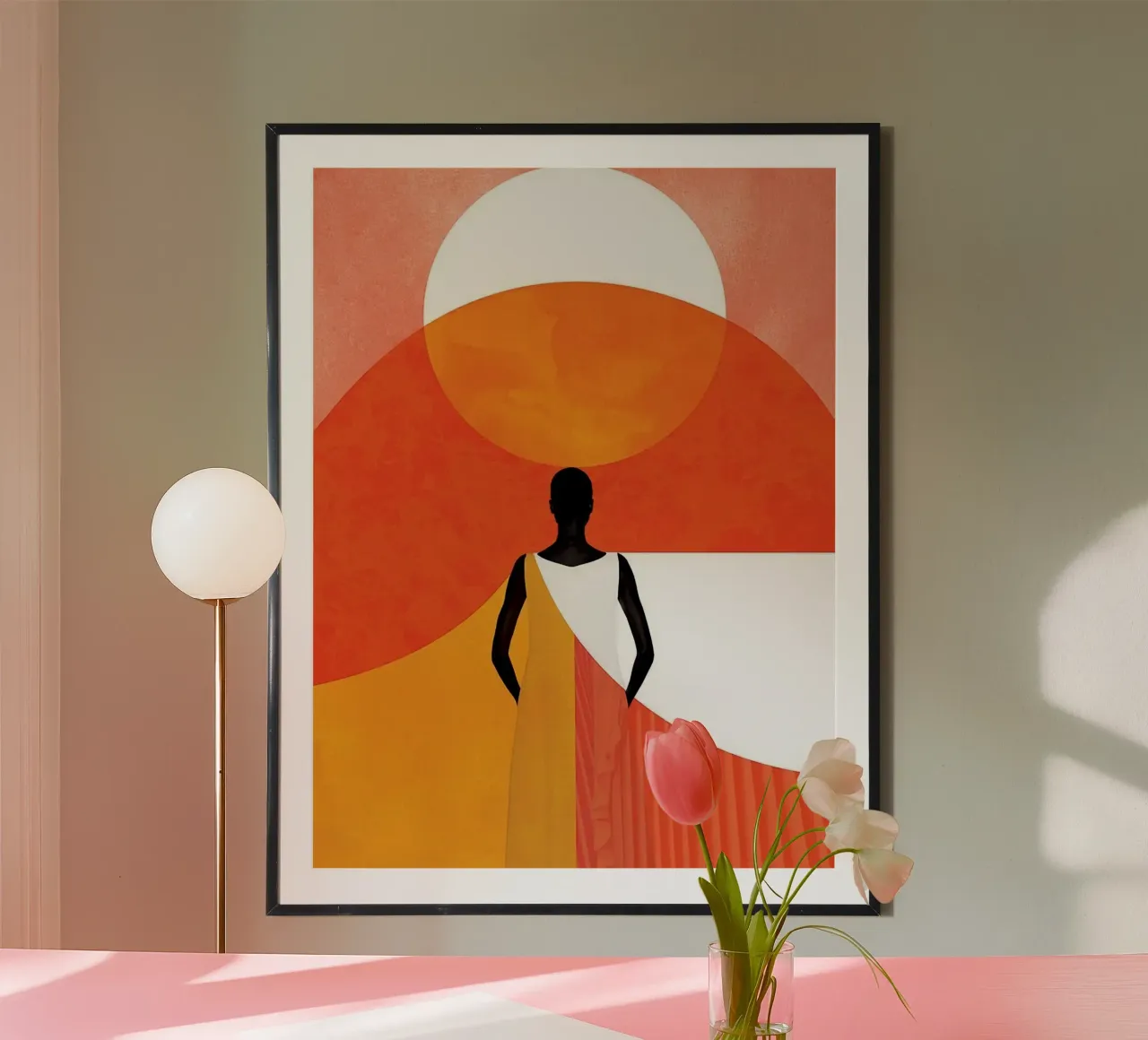 abstract girl and shape poster con telaio in legno da huminity