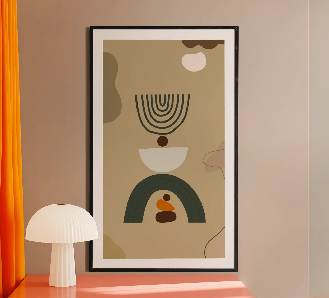 curve shape line in brown shade poster con telaio in plastica da panada